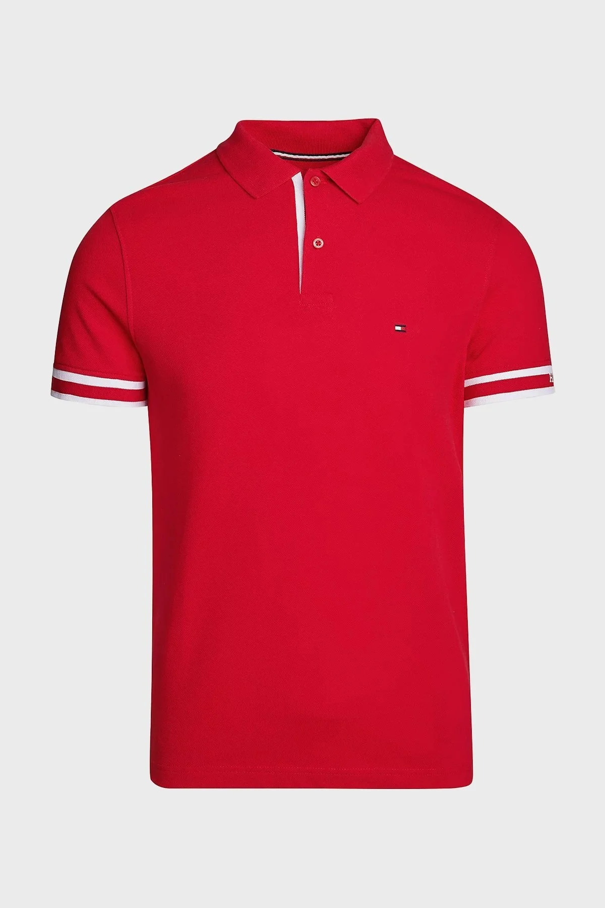 Tommy Hilfiger Streç Pamuklu Slim Fit Erkek Polo Yaka T Shirt MW0MW34737 XLG KIRMIZI - 5
