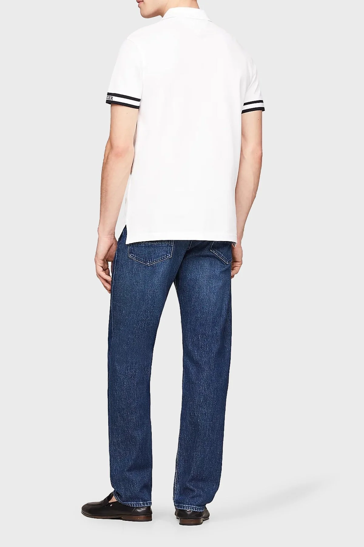 Tommy Hilfiger Streç Pamuklu Slim Fit Erkek Polo Yaka T Shirt MW0MW34737 YBR BEYAZ - 3
