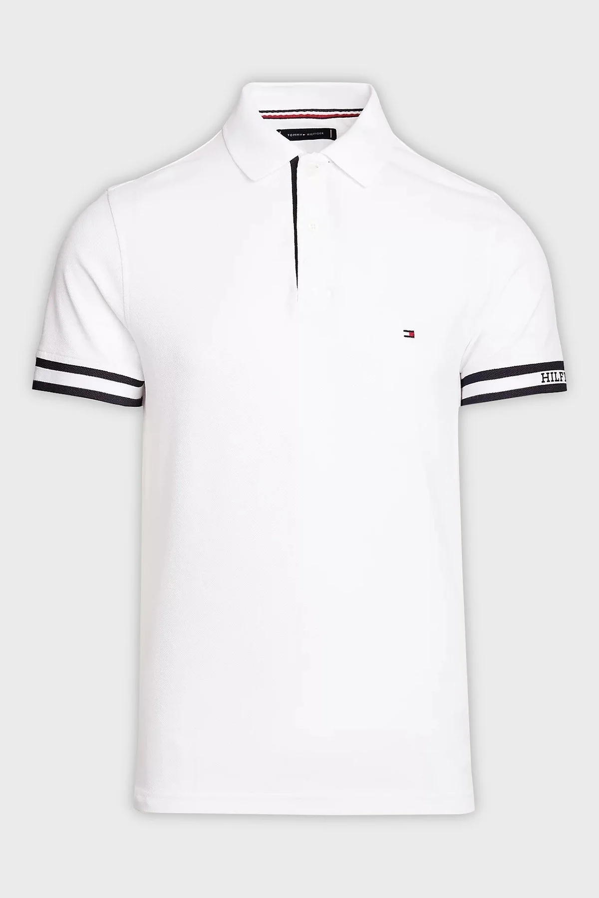 Tommy Hilfiger Streç Pamuklu Slim Fit Erkek Polo Yaka T Shirt MW0MW34737 YBR BEYAZ - 4