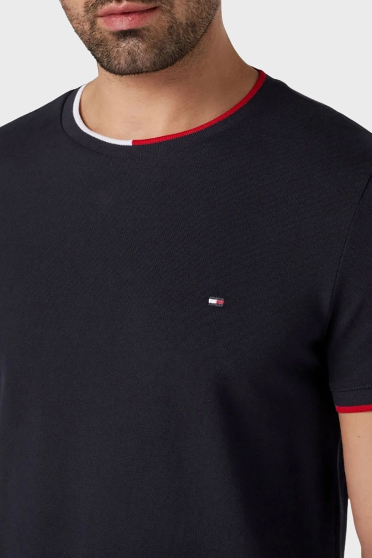 Tommy Hilfiger Streç Pamuklu Slim Fit Erkek T Shirt MW0MW34439 DW5 LACİVERT - 3