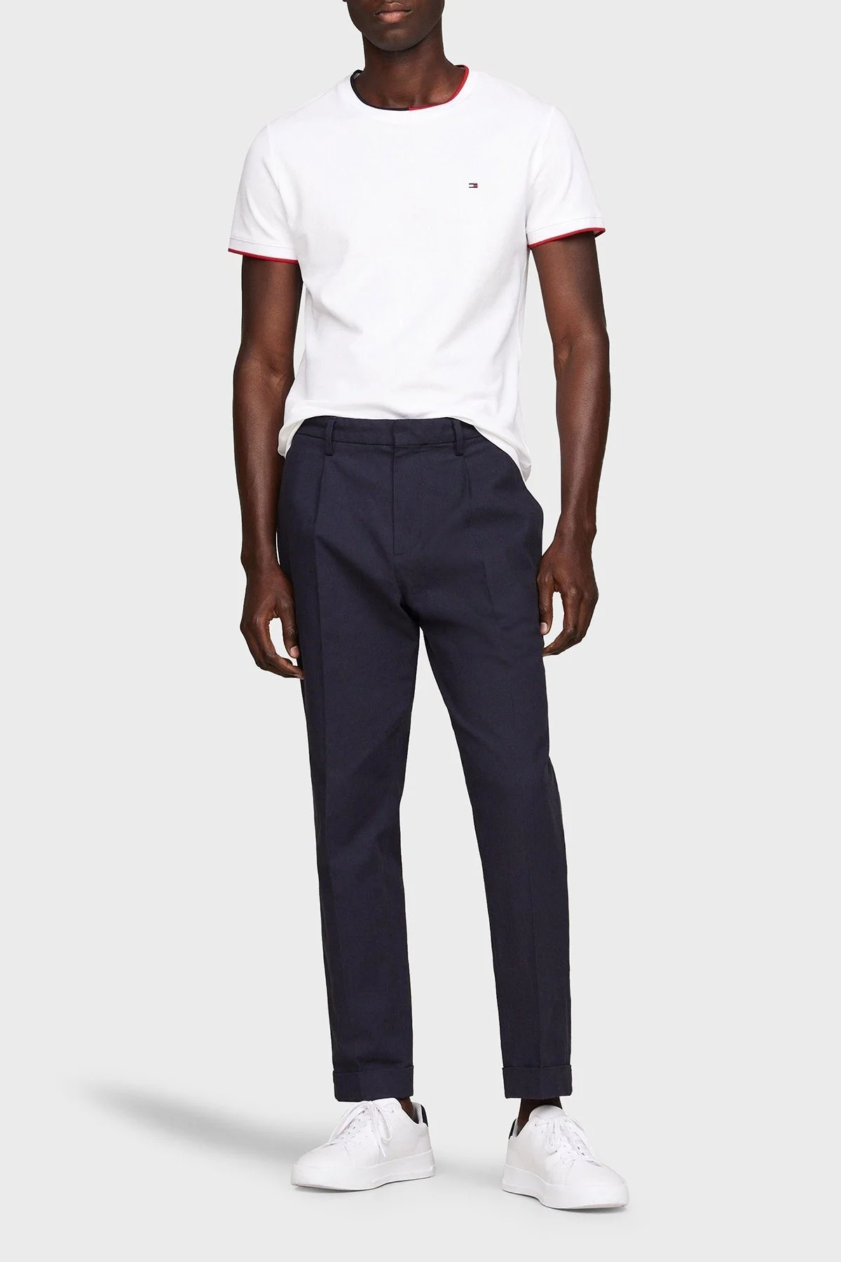 Tommy Hilfiger Streç Pamuklu Slim Fit Erkek T Shirt MW0MW34439 YBR BEYAZ - 2