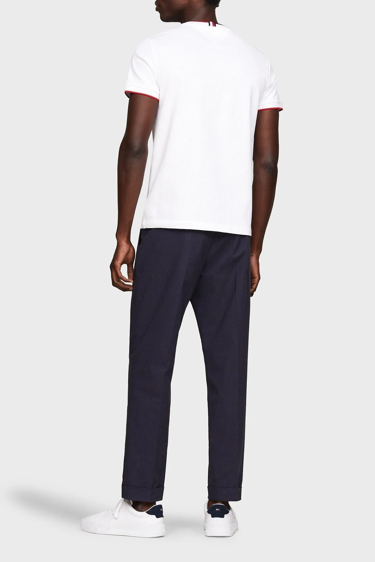 Tommy Hilfiger Streç Pamuklu Slim Fit Erkek T Shirt MW0MW34439 YBR BEYAZ - 4