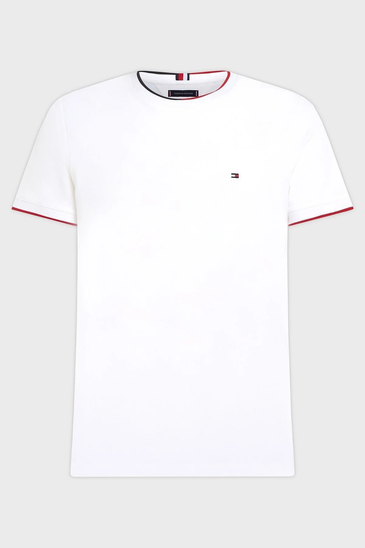 Tommy Hilfiger Streç Pamuklu Slim Fit Erkek T Shirt MW0MW34439 YBR BEYAZ - 5