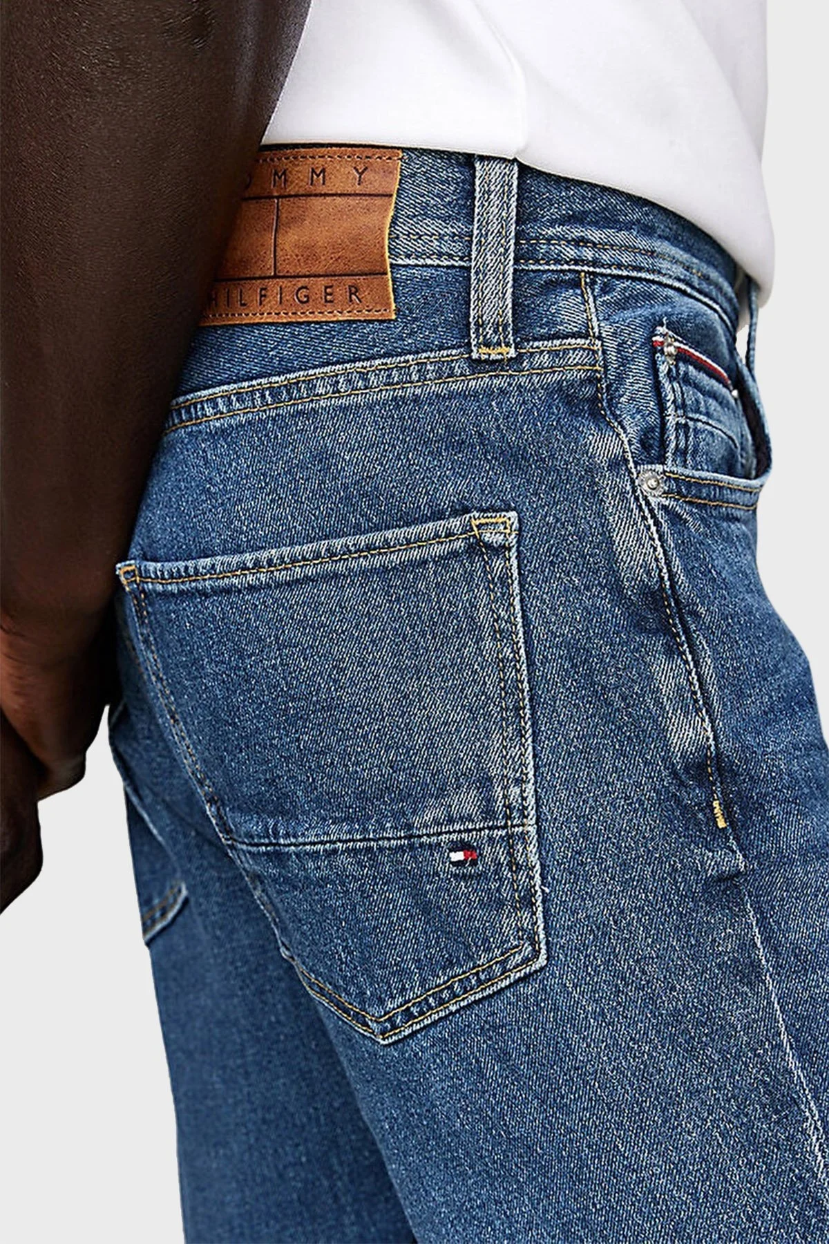 Tommy Hilfiger Streç Pamuklu Straight Fit Normal Bel Boru Paça Jeans Erkek Kot Pantolon MW0MW37370 1BF İNDİGO - 8