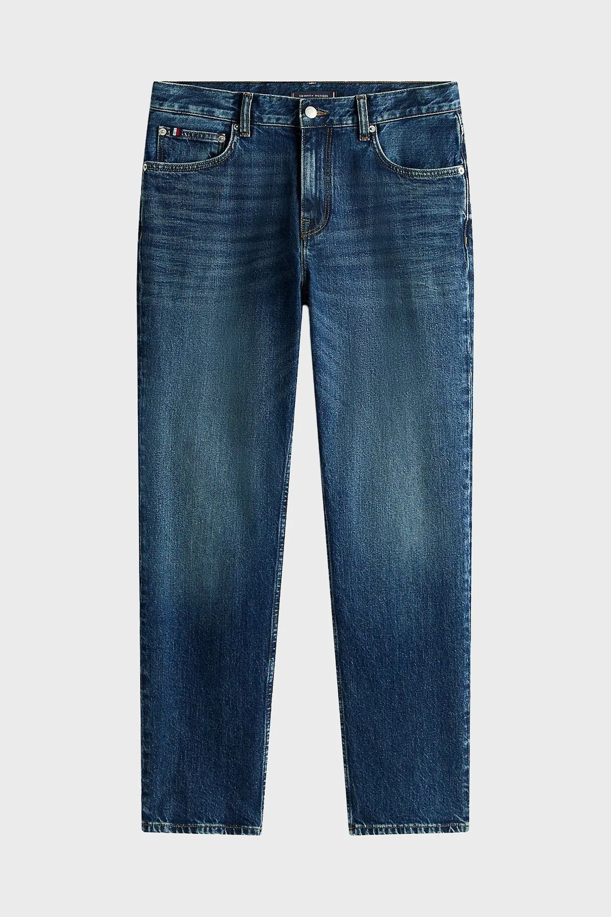 Tommy Hilfiger Streç Pamuklu Straight Fit Normal Bel Düz Paça Jeans Erkek Kot Pantolon MW0MW40353 1A7 MAVİ - 5