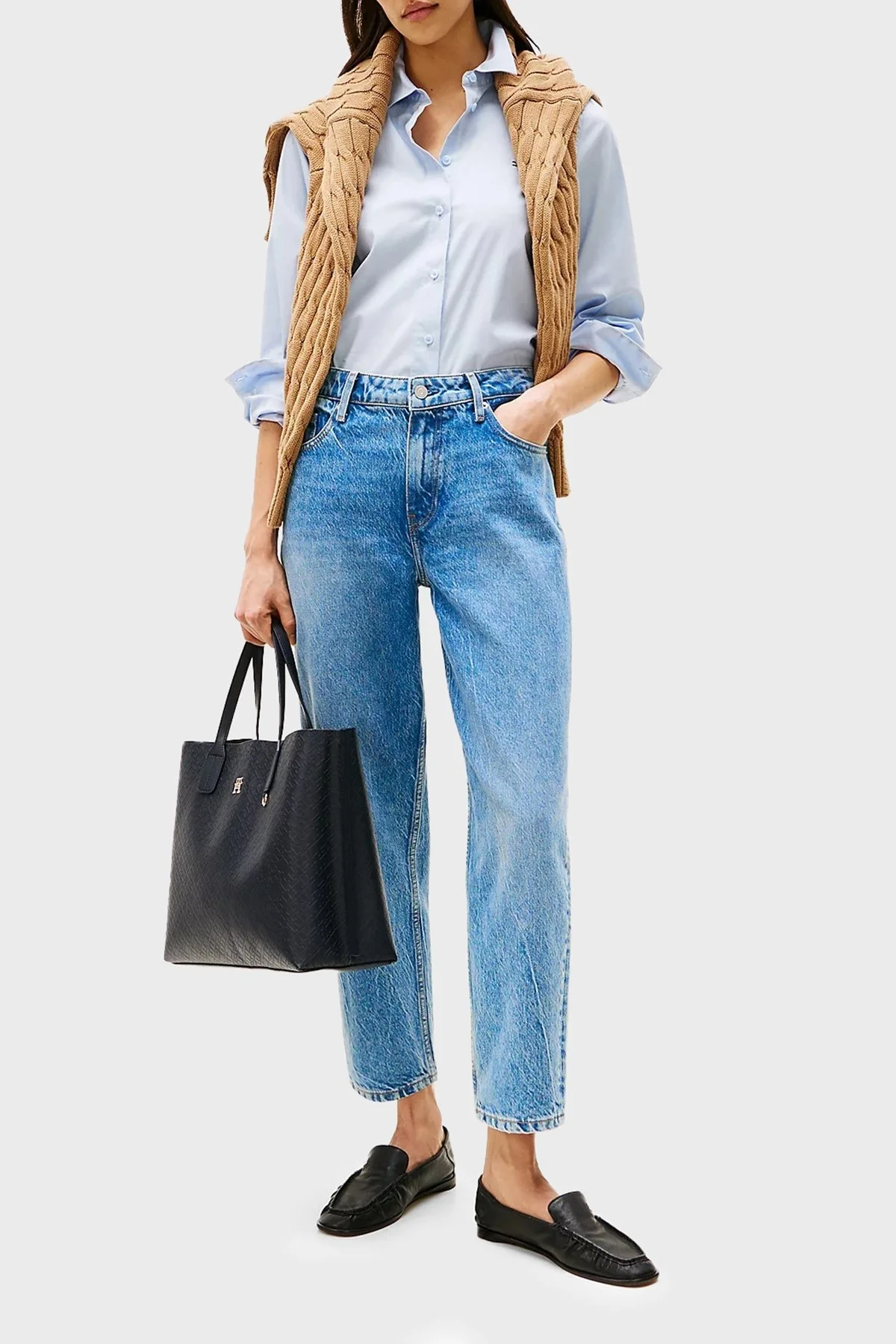 Tommy Hilfiger Streç Pamuklu Tapered Fit Yüksek Bel Daralan Paça Jeans Bayan Kot Pantolon WW0WW44365 1A8 MAVİ - 8