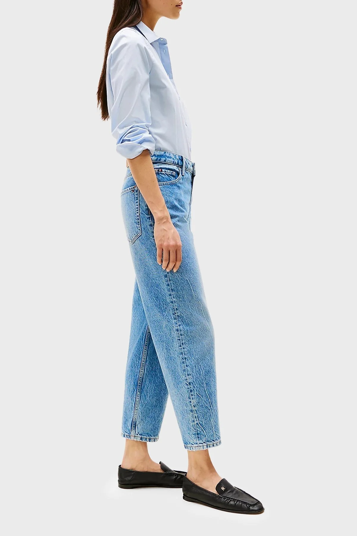 Tommy Hilfiger Streç Pamuklu Tapered Fit Yüksek Bel Daralan Paça Jeans Bayan Kot Pantolon WW0WW44365 1A8 MAVİ - 9