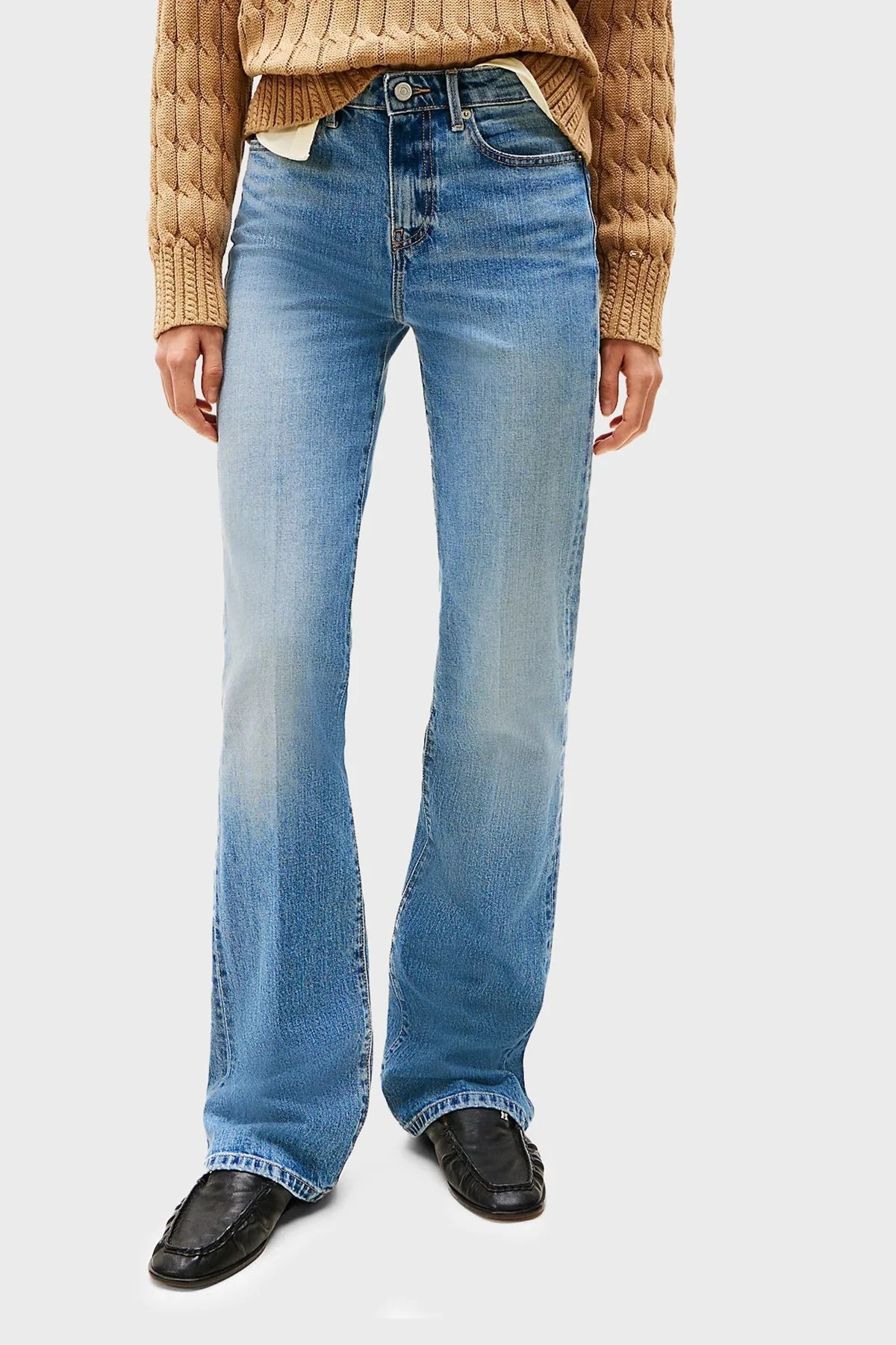 Tommy Hilfiger Streç Pamuklu Yüksek Bel İspanyol Paça Bootkut Jeans Bayan Kot Pantolon WW0WW44354 1A6 LACİVERT - 1