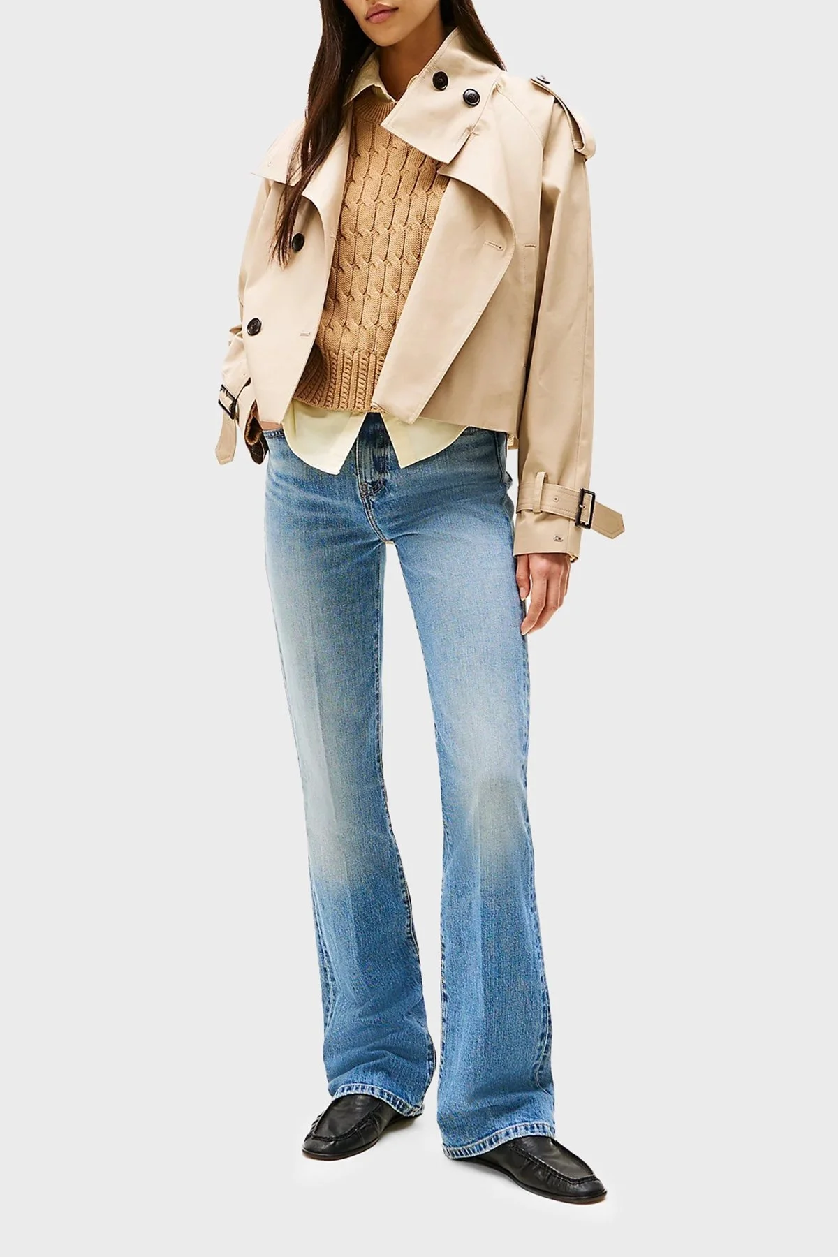 Tommy Hilfiger Streç Pamuklu Yüksek Bel İspanyol Paça Bootkut Jeans Bayan Kot Pantolon WW0WW44354 1A6 LACİVERT - 2