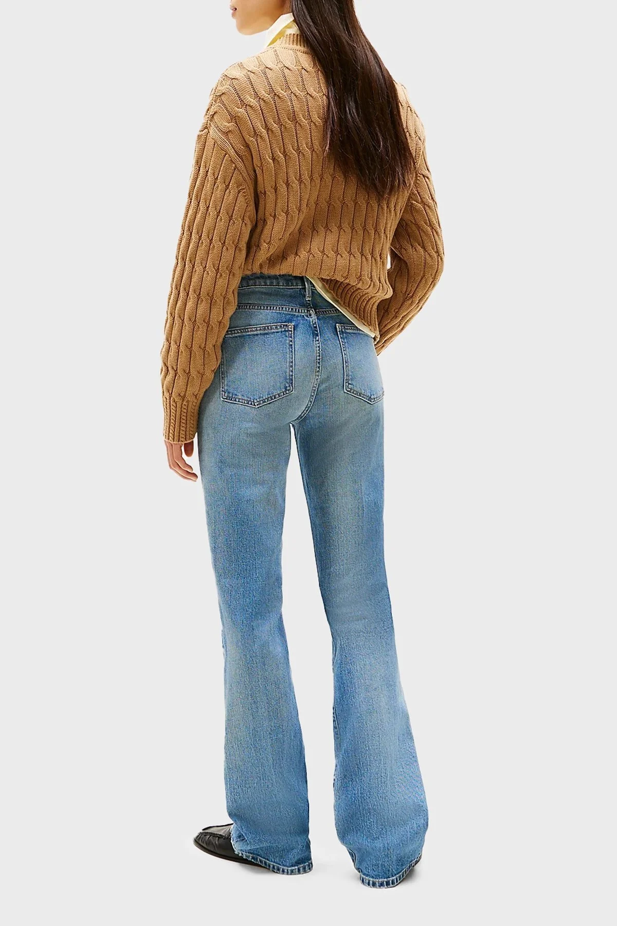 Tommy Hilfiger Streç Pamuklu Yüksek Bel İspanyol Paça Bootkut Jeans Bayan Kot Pantolon WW0WW44354 1A6 LACİVERT - 3