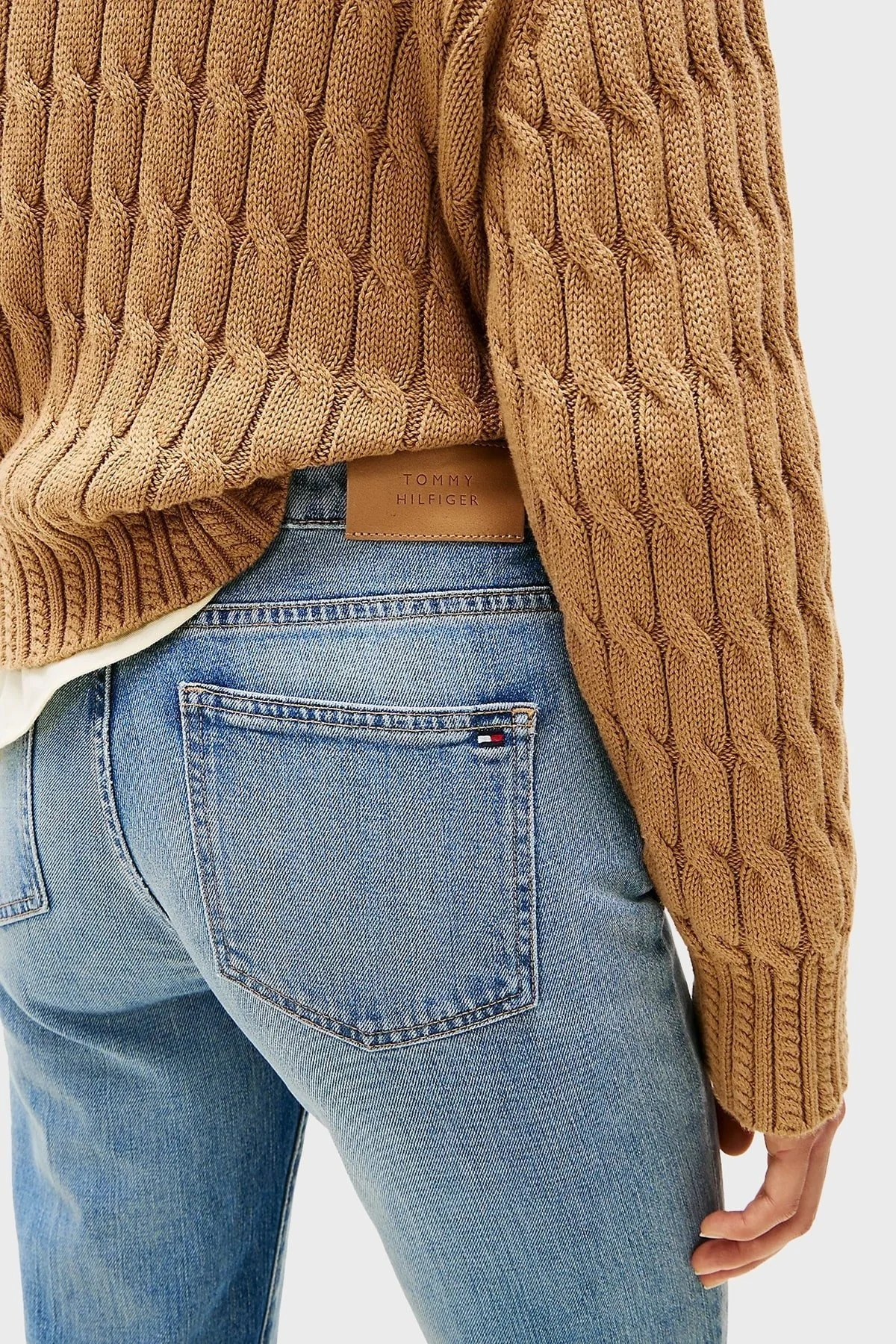 Tommy Hilfiger Streç Pamuklu Yüksek Bel İspanyol Paça Bootkut Jeans Bayan Kot Pantolon WW0WW44354 1A6 LACİVERT - 4