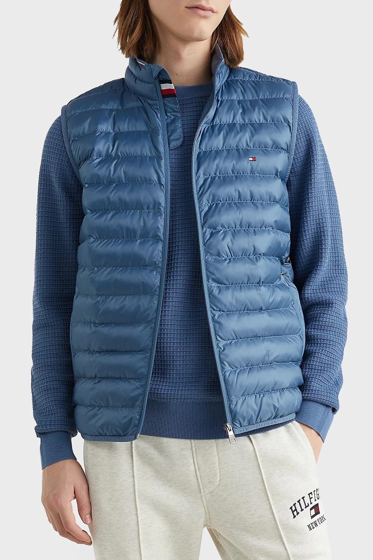 Tommy Hilfiger Su Geçirmez Regular Fit Şişme Kapitone Erkek Yelek MW0MW18762 DBX MAVİ - 1