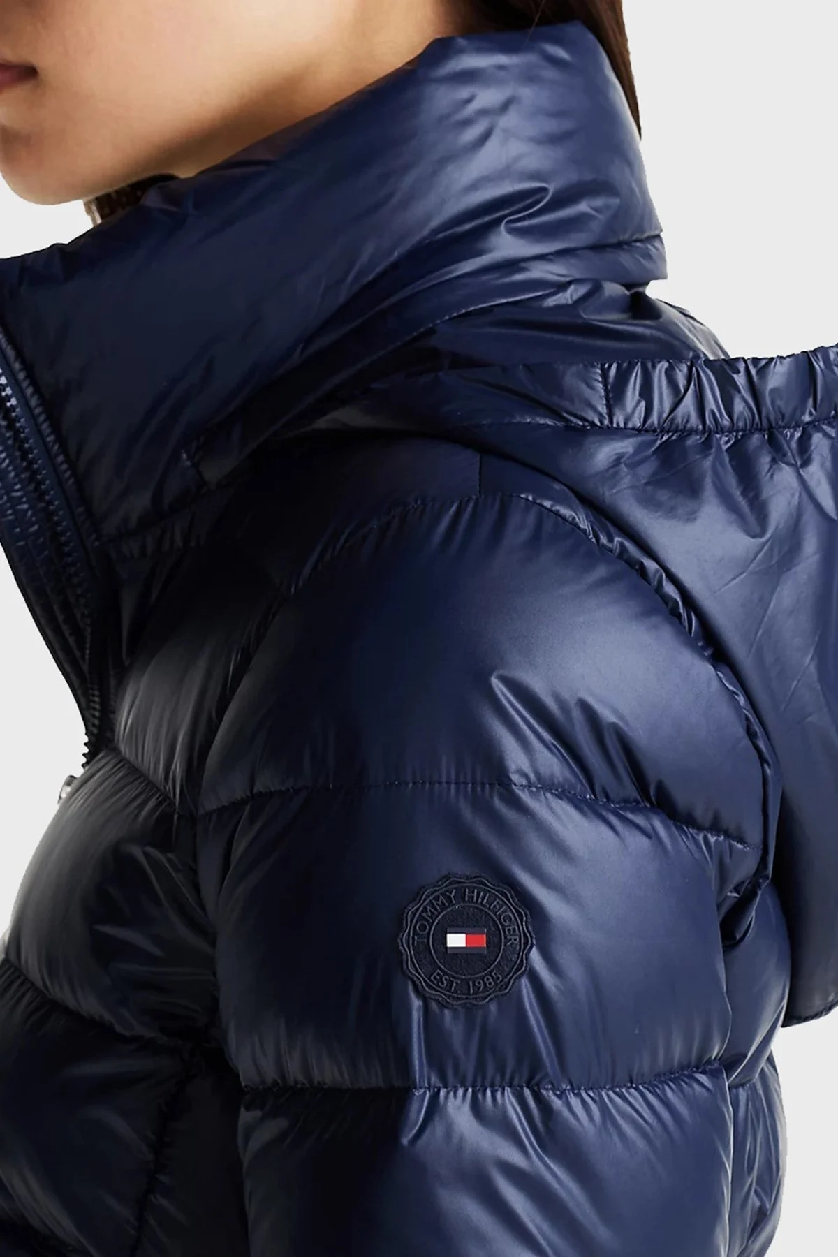 Tommy Hilfiger Su İtici Regular Fit Gizli Kapüşonlu Şişme Bayan Mont WW0WW44980 C1G LACİVERT - 5