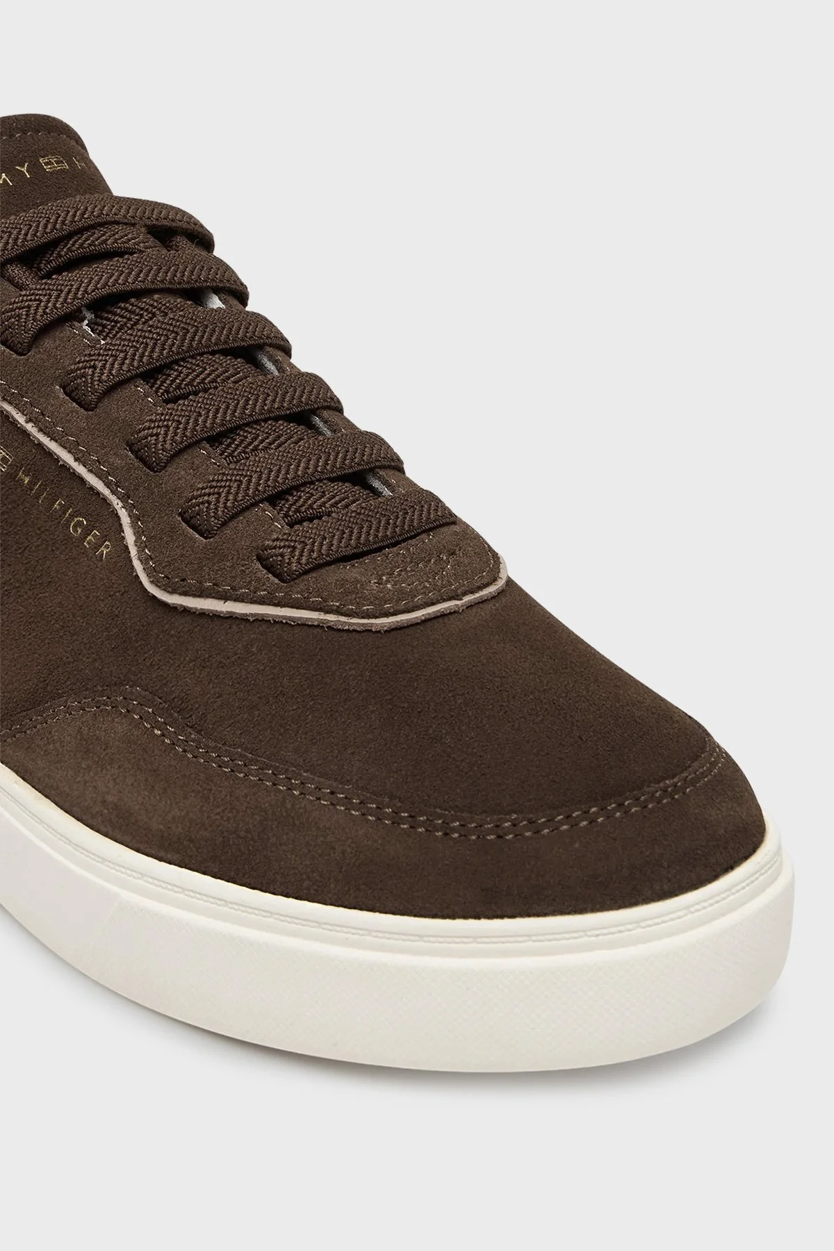 Tommy Hilfiger Süet Deri Logolu Bağcıklı Sneaker Bayan Ayakkabı W0FW09050 GV0 KAHVE - 3
