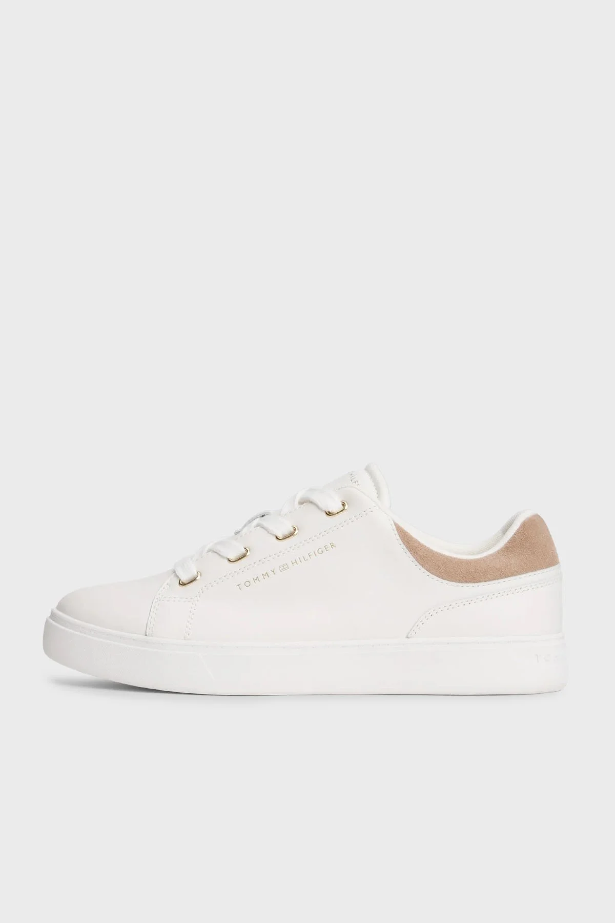 Tommy Hilfiger Süet Detaylı Deri Sneaker Kadın Ayakkabı FW0FW08816 YBL BEYAZ - 4
