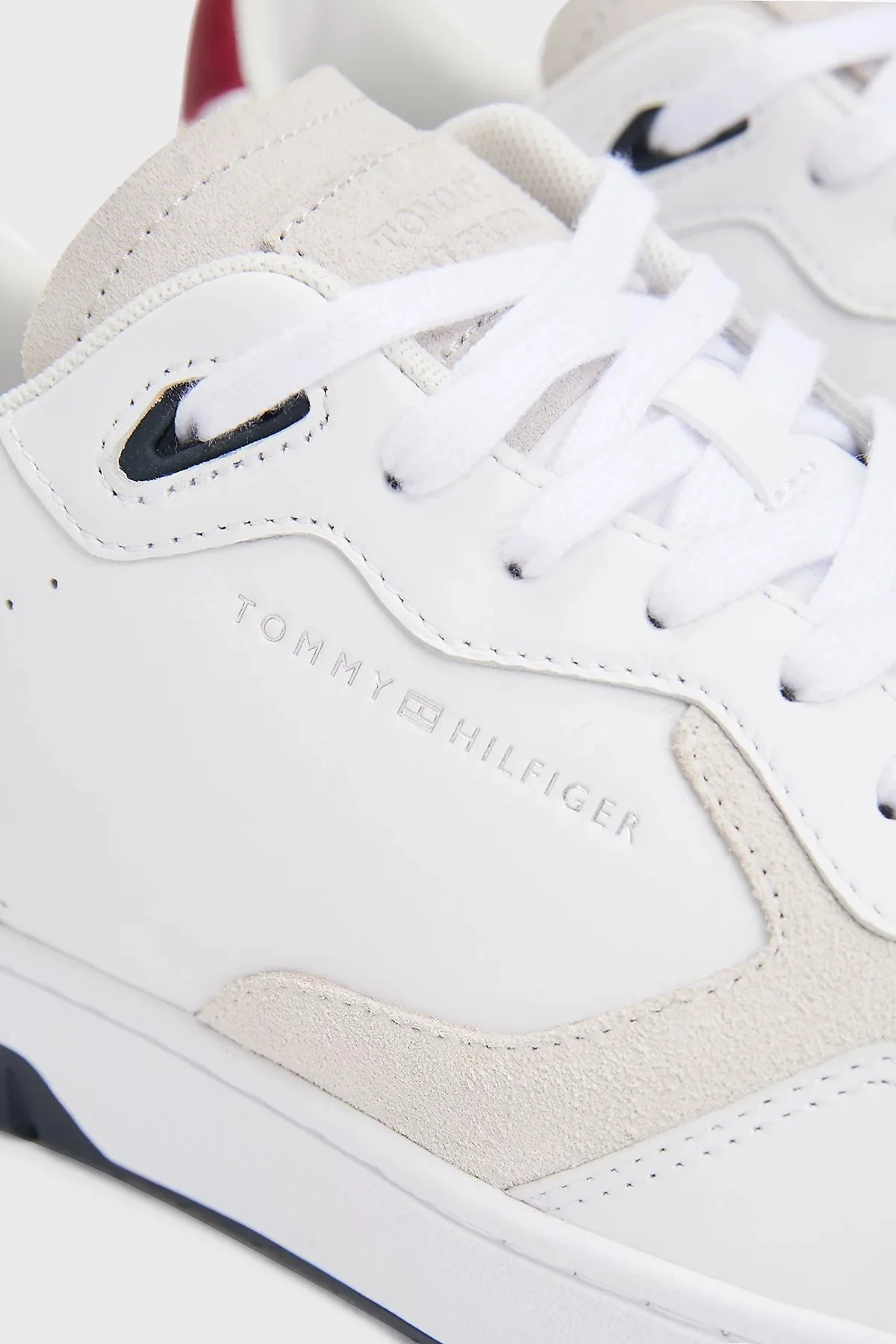 Tommy Hilfiger Süet Detaylı Deri Sneaker Erkek Ayakkabı FM0FM05490 YBS BEYAZ - 13