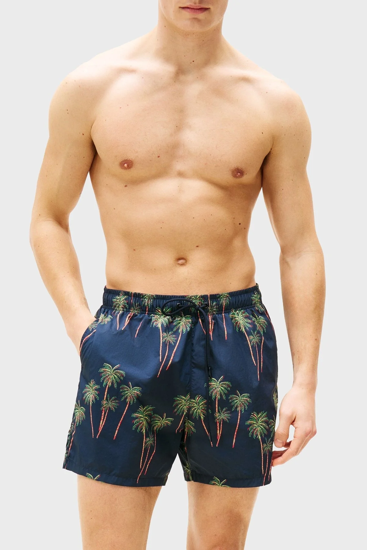 Tommy Hilfiger Tamamı Desenli Regular Fit Cepli Erkek Mayo Short UM0UM03491 0YC LACİVERT-YEŞİL - 5