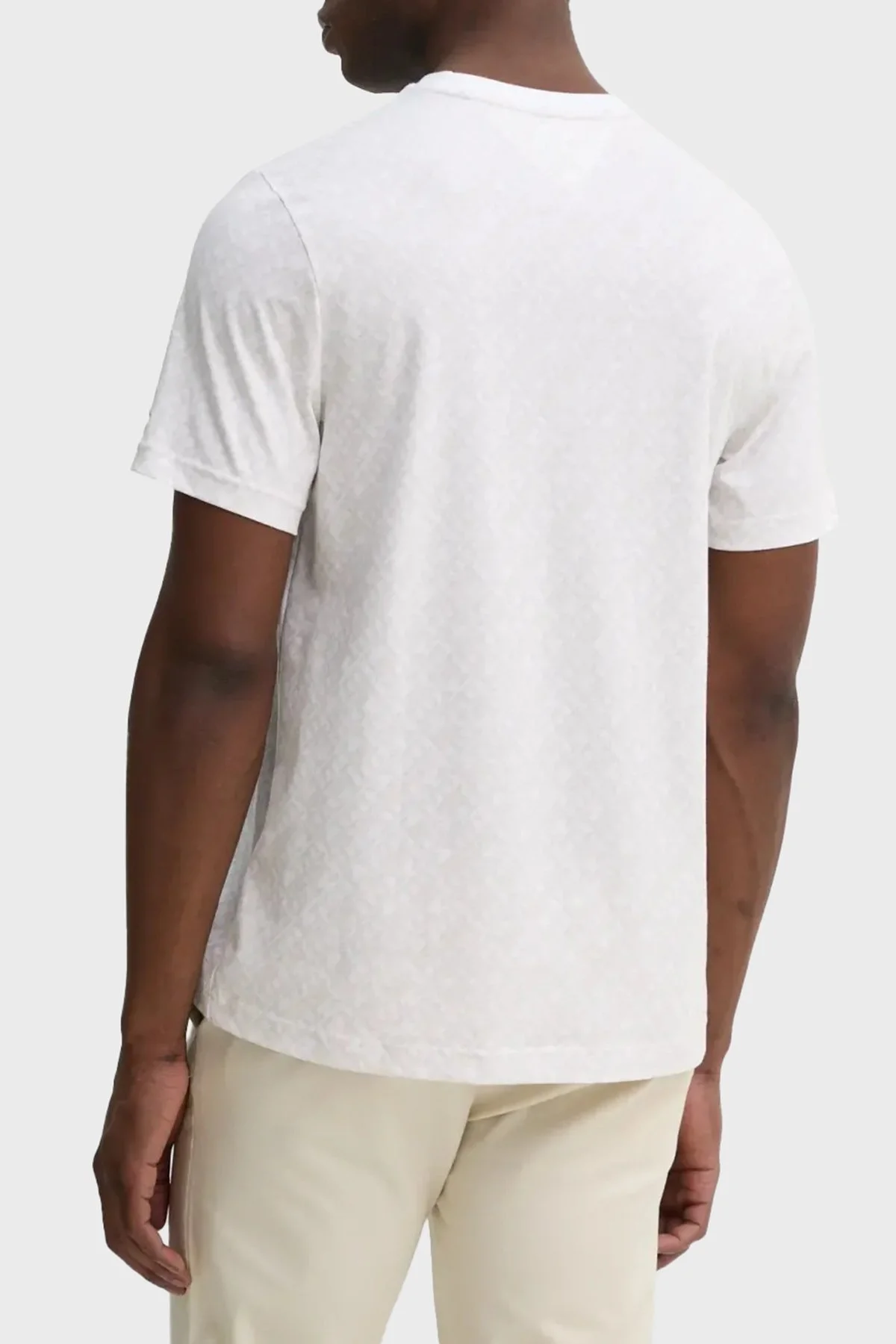 Tommy Hilfiger Tamamı Logolu % 100 Pamuk Regular Fit Bisiklet Yaka Erkek T Shirt MW0MW39251 YBL BEYAZ - 8