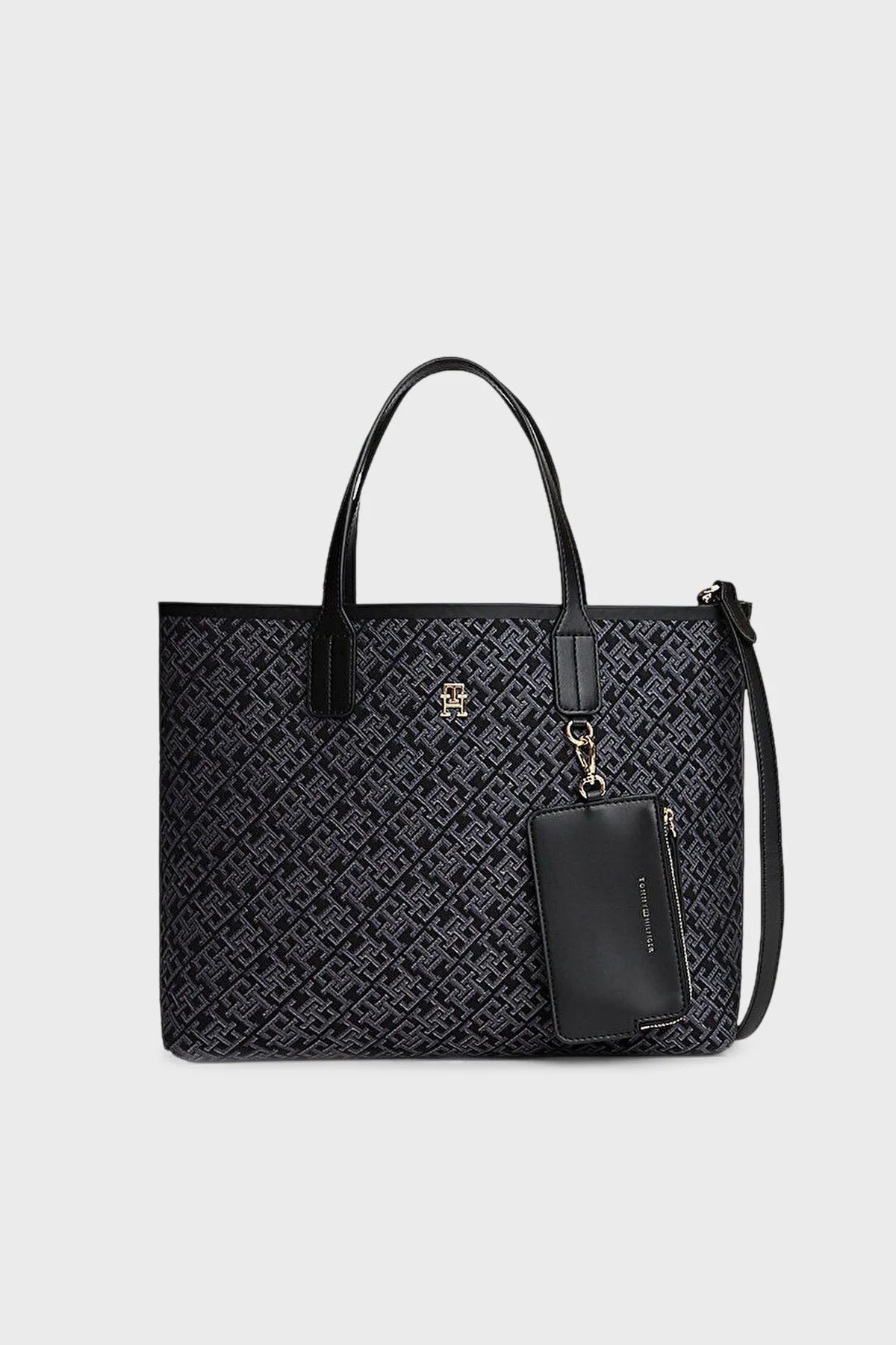 Tommy Hilfiger Tamamı Logolu Çıkarılabilir Askılı Bayan Çanta AW0AW17685 BDS SİYAH - 1