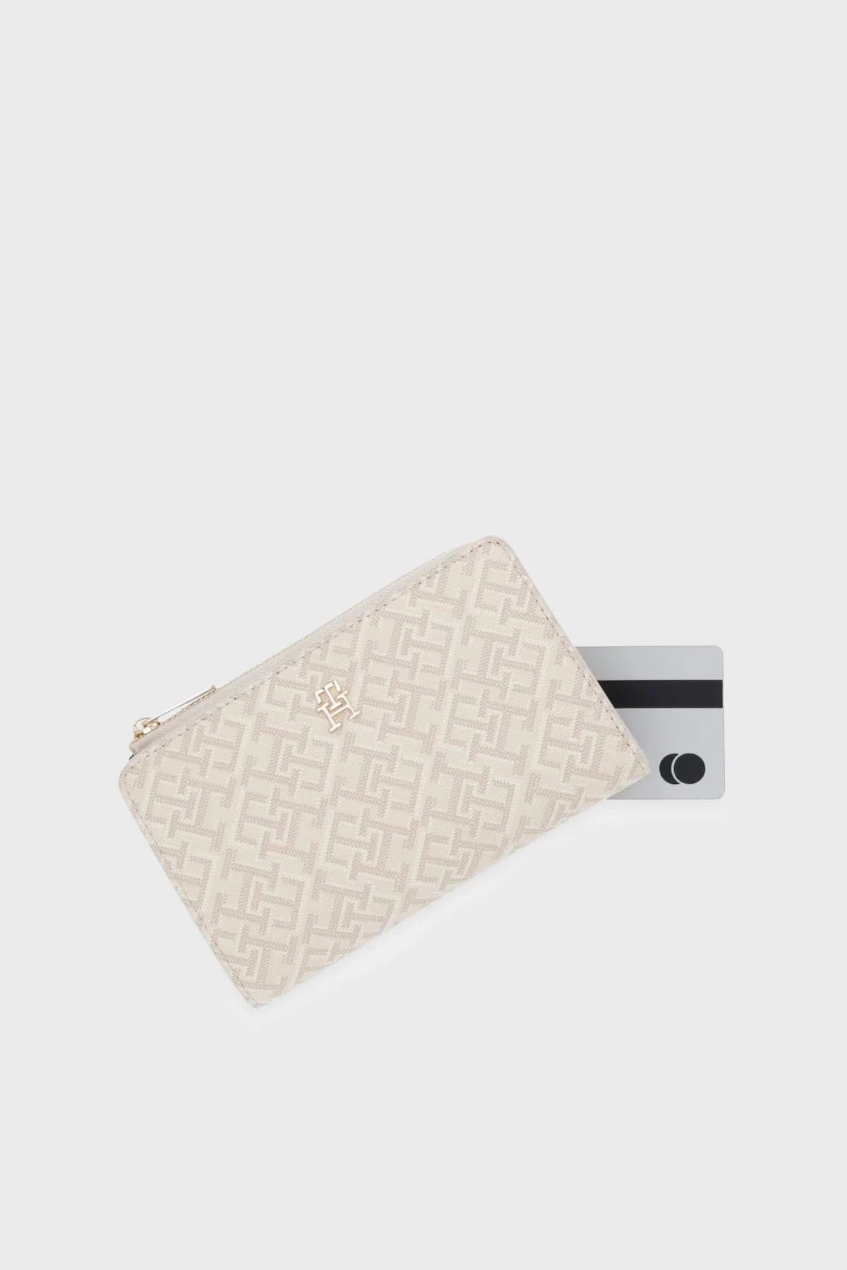 Tommy Hilfiger Tamamı Logolu Fermuarlı Kadın Cüzdan AW0AW18594 0F4 BEJ - 5