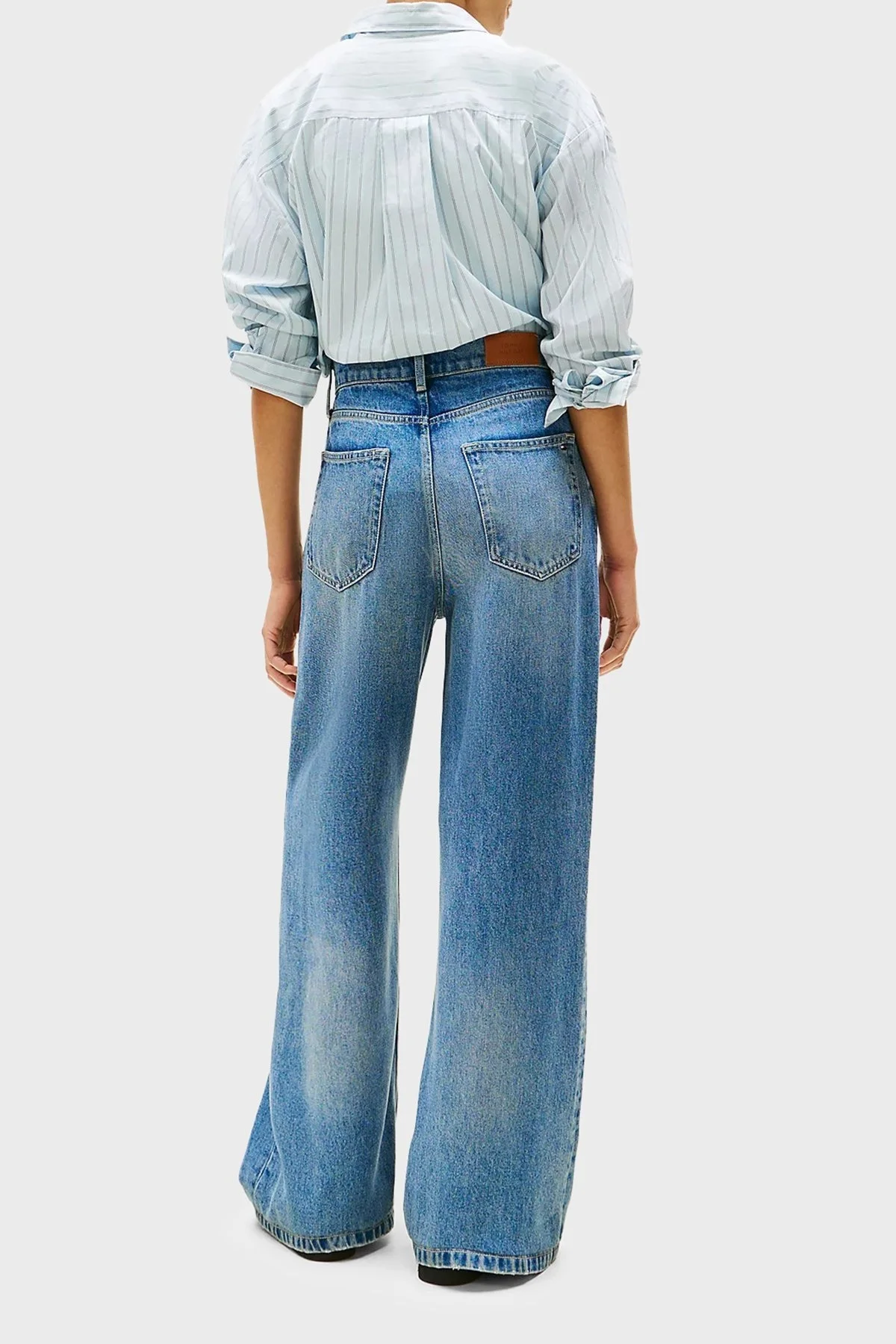 Tommy Hilfiger Wide Leg Yüksek Bel Geniş Paça Liyosel Jeans Bayan Kot Pantolon WW0WW46484 1A5 MAVİ - 3