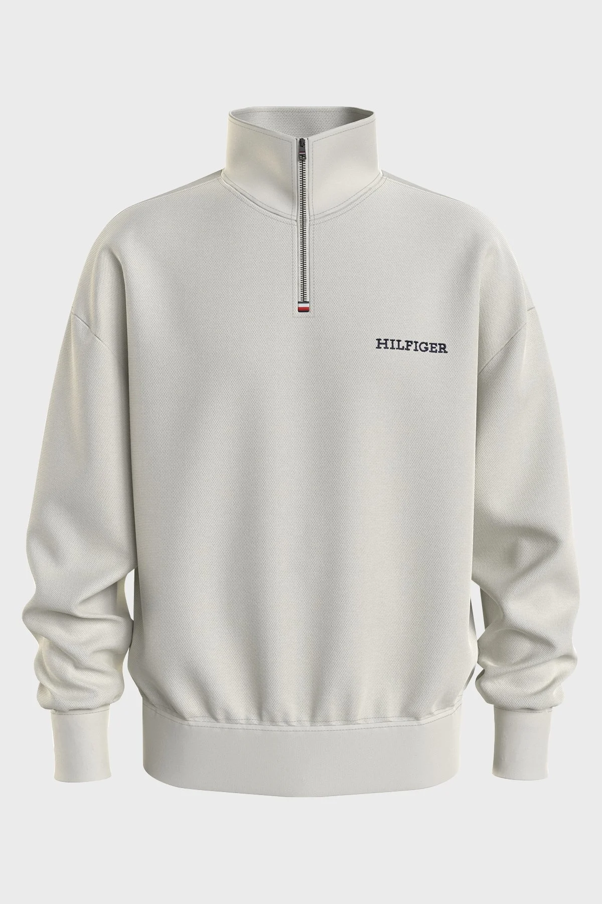 Tommy Hilfiger Yarım Fermuarlı Balıkçı Yaka Erkek Sweat MW0MW33637 YBI BEYAZ - 1