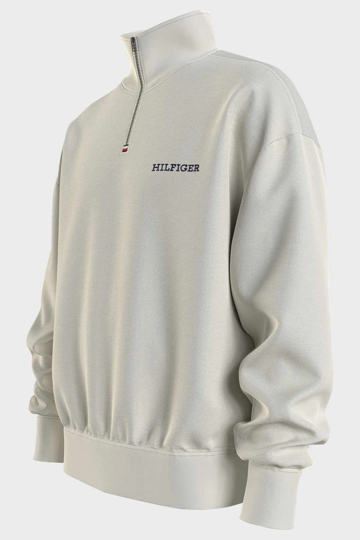 Tommy Hilfiger Yarım Fermuarlı Balıkçı Yaka Erkek Sweat MW0MW33637 YBI BEYAZ - 3