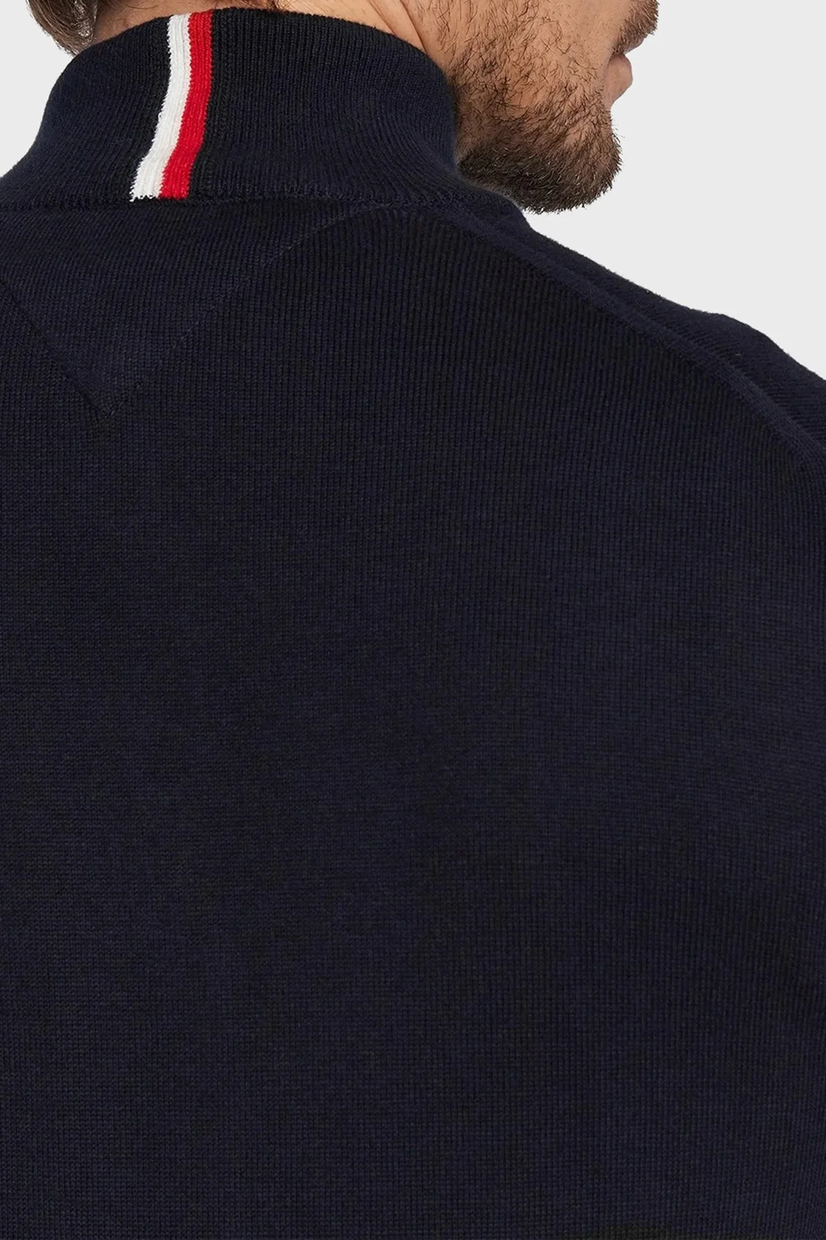 Tommy Hilfiger Yarım Fermuarlı Pamuk ve Kaşmir Karışımlı Regular Fit Erkek Kazak MW0MW28049 DW5 LACİVERT - 5