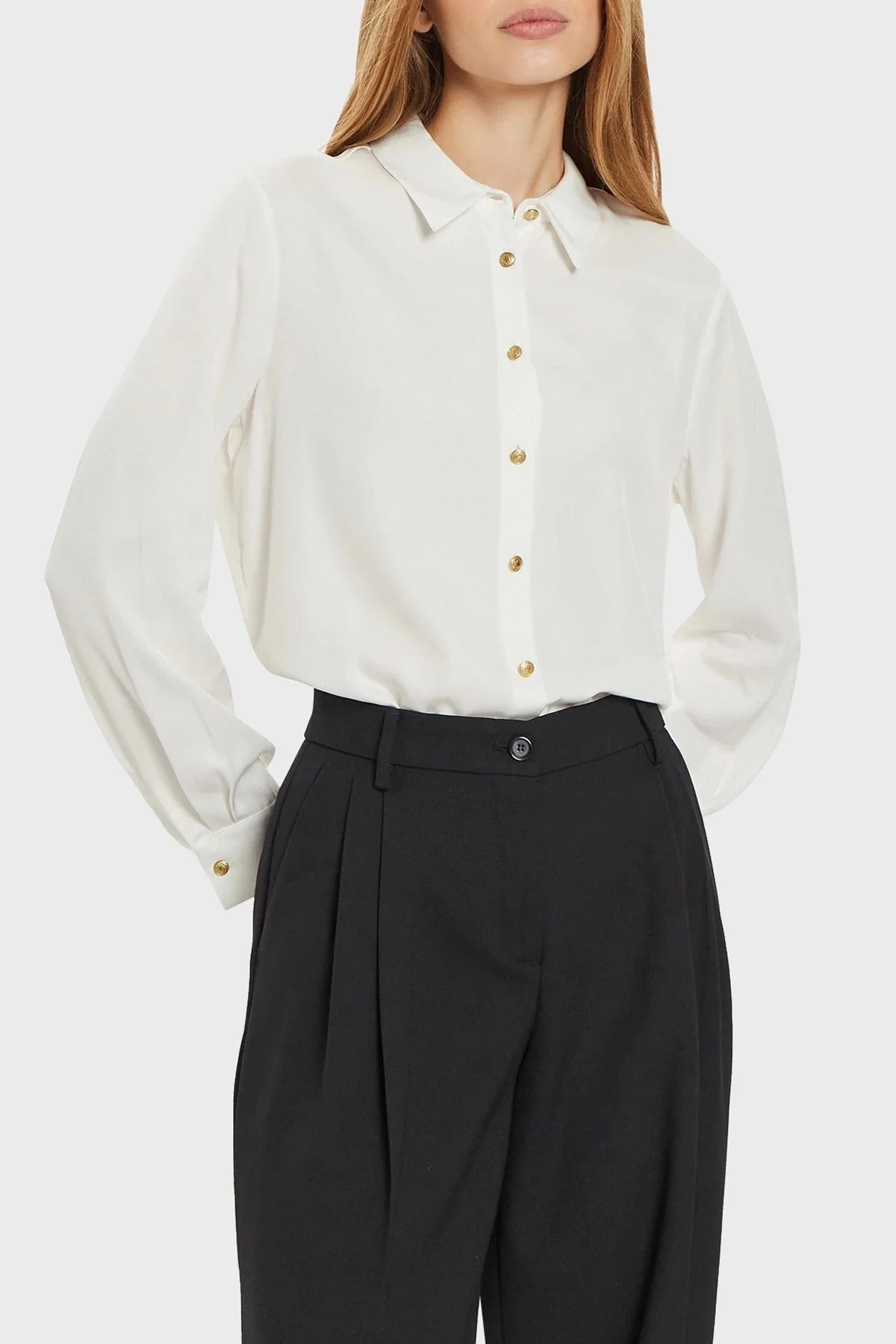 Tommy Hilfiger Yırtmaçlı Relaxed Fit Düz Yaka Bayan Gömlek WW0WW43066 YBL BEYAZ - 1