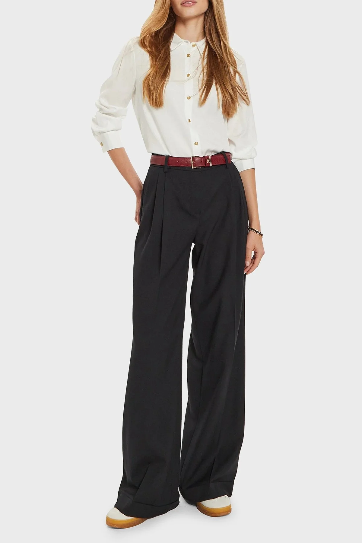 Tommy Hilfiger Yırtmaçlı Relaxed Fit Düz Yaka Bayan Gömlek WW0WW43066 YBL BEYAZ - 3