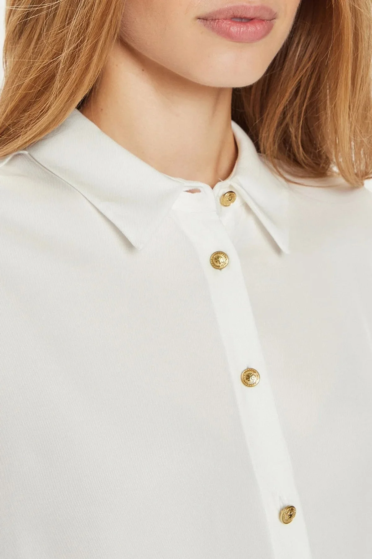 Tommy Hilfiger Yırtmaçlı Relaxed Fit Düz Yaka Bayan Gömlek WW0WW43066 YBL BEYAZ - 4