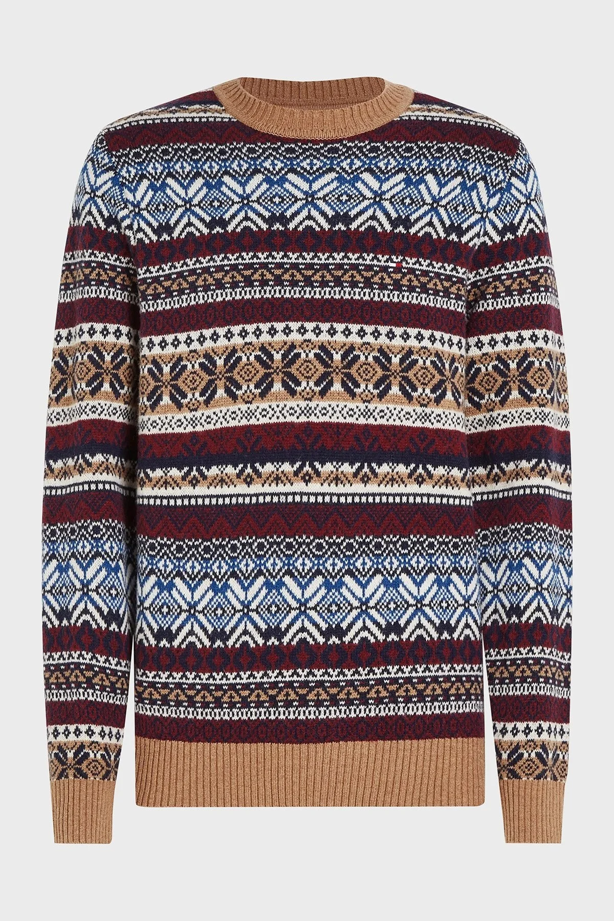 Tommy Hilfiger Yün Karışımlı Regular Fit Bisiklet Yaka Desenli Erkek Kazak MW0MW37026 0HD KAHVE - 10