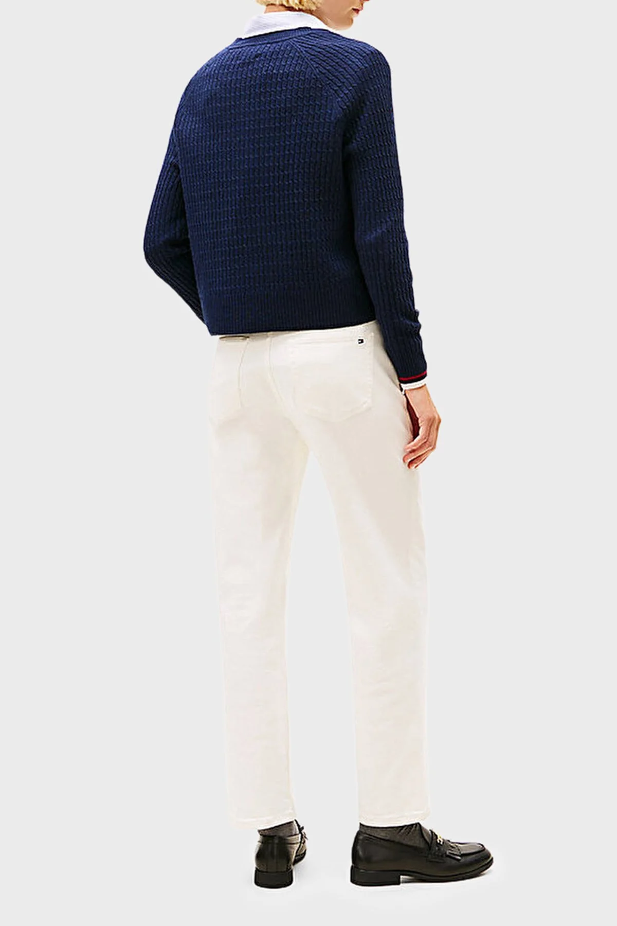 Tommy Hilfiger Yün ve Kaşmir Karışımlı Relaxed Fit V Yaka Bayan Kazak WW0WW46417 0Z0 LACİVERT - 3