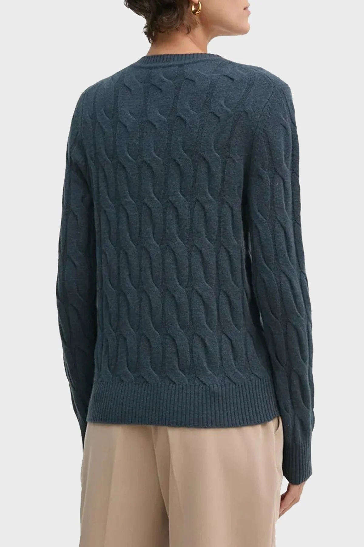 Tommy Hilfiger Yünlü Regular Fit Bisiklet Yaka Bayan Kazak WW0WW43586 POM LACİVERT - 8