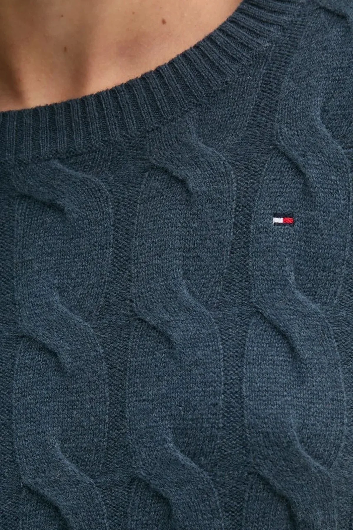 Tommy Hilfiger Yünlü Regular Fit Bisiklet Yaka Bayan Kazak WW0WW43586 POM LACİVERT - 9