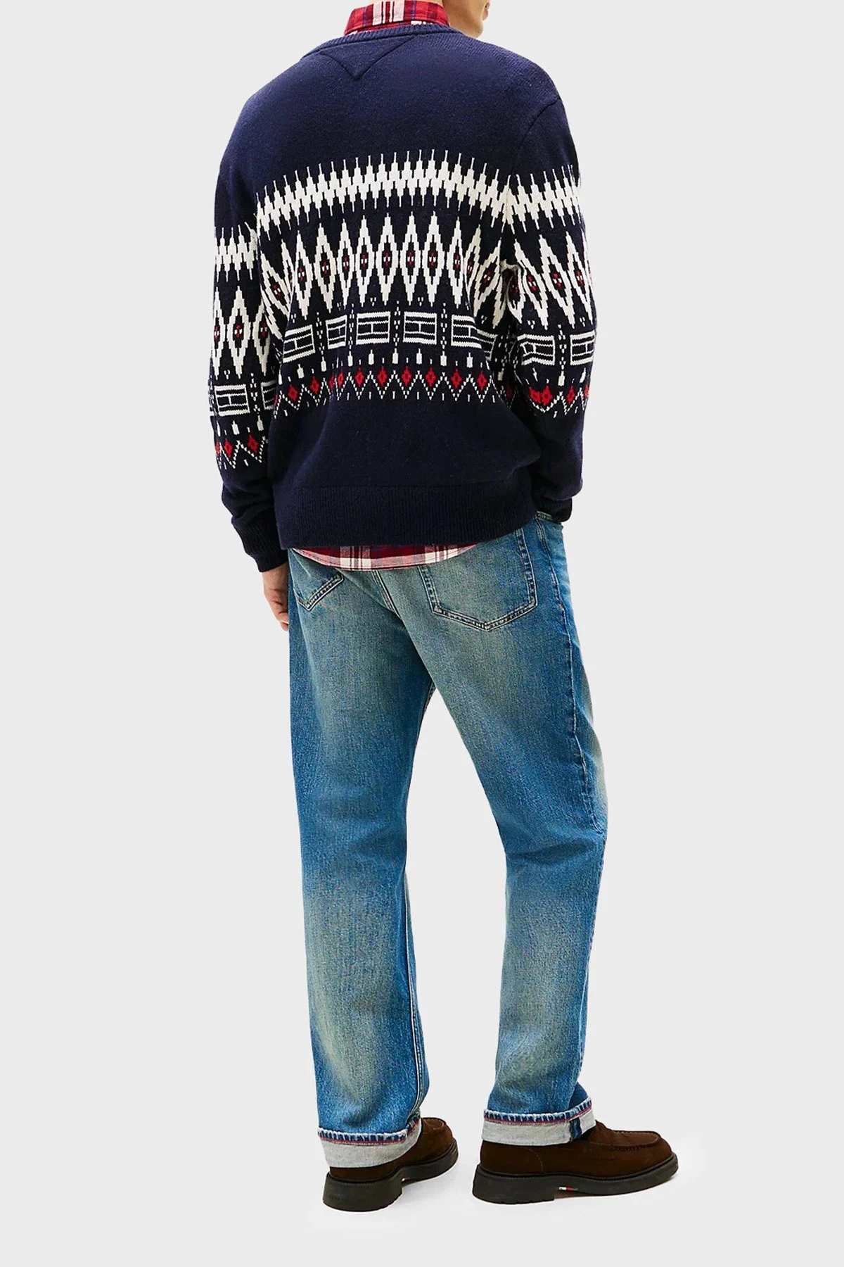 Tommy Hilfiger Yünlü Regular Fit Bisiklet Yaka Erkek Kazak MW0MW40844 0A4 LACİVERT-BEYAZ - 4