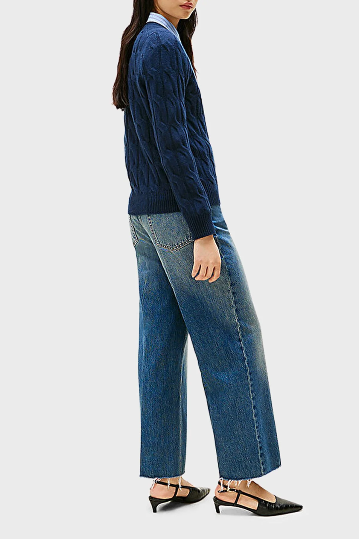 Tommy Hilfiger Yünlü Regular Fit Bisiklet Yaka Örgü Bayan Kazak WW0WW43586 C1G LACİVERT - 3