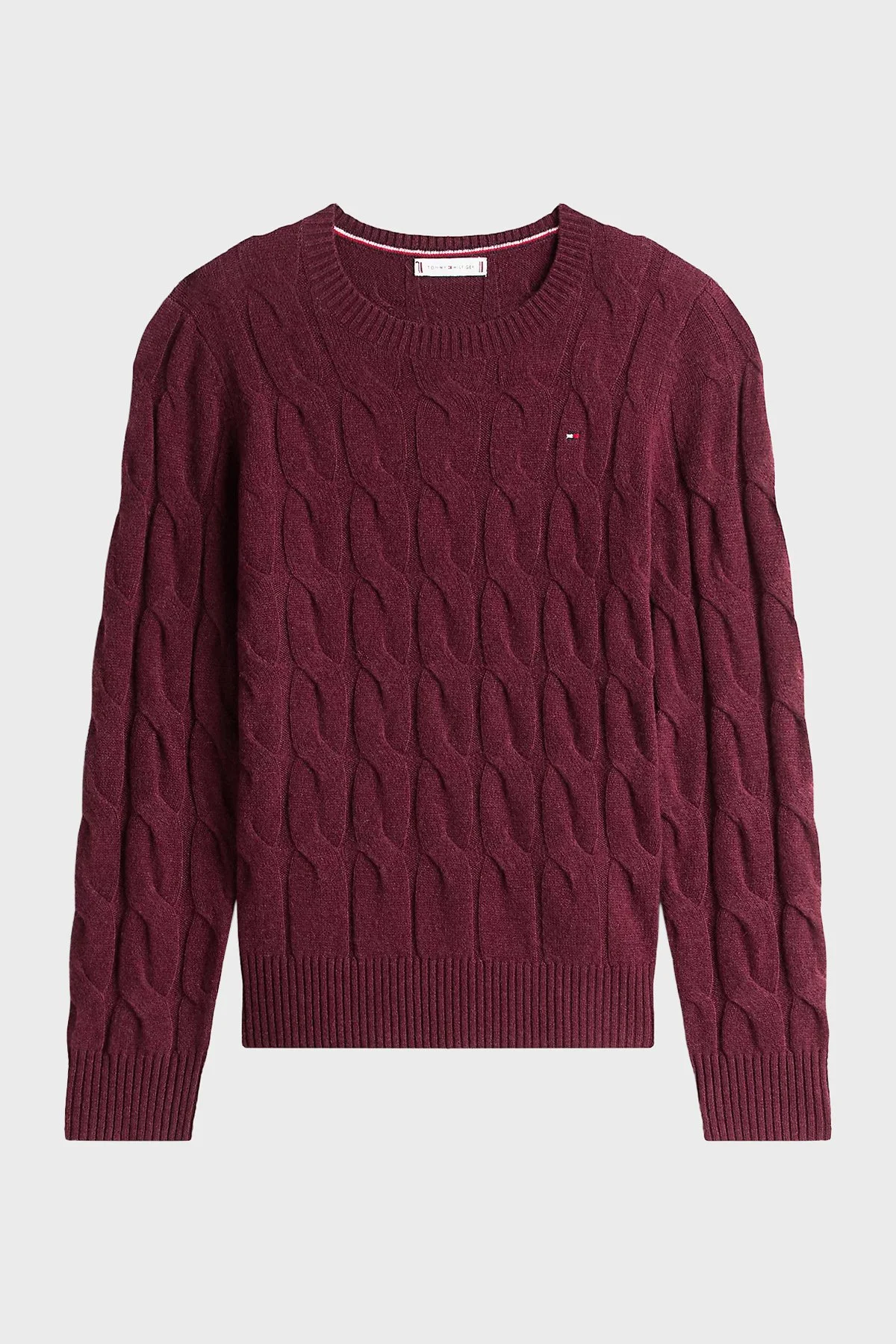 Tommy Hilfiger Yünlü Regular Fit Bisiklet Yaka Örgü Bayan Kazak WW0WW43586 XIH BORDO - 5