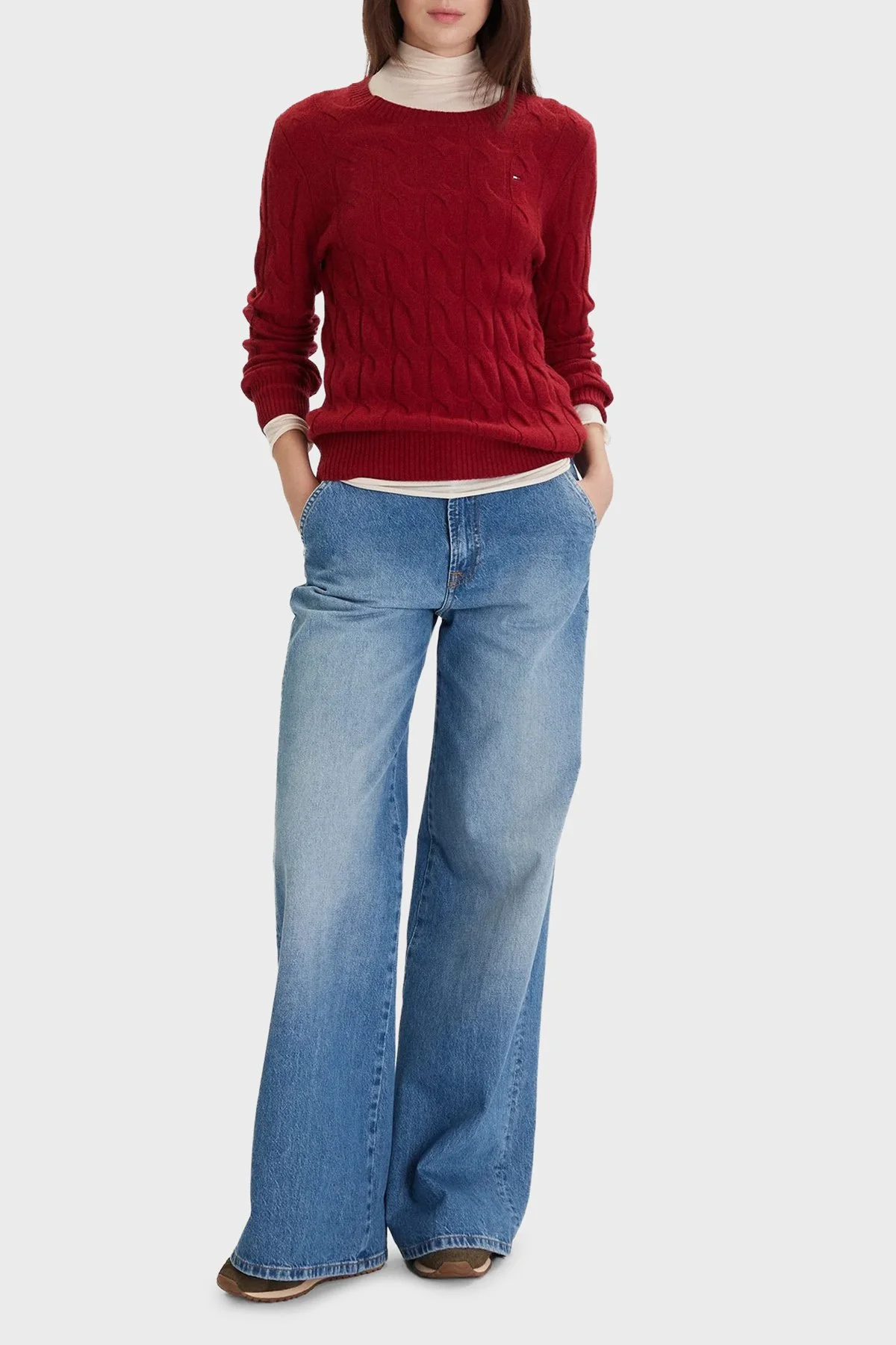 Tommy Hilfiger Yünlü Regular Fit Bisiklet Yaka Örgü Bayan Kazak WW0WW43586 XIT KIRMIZI - 2