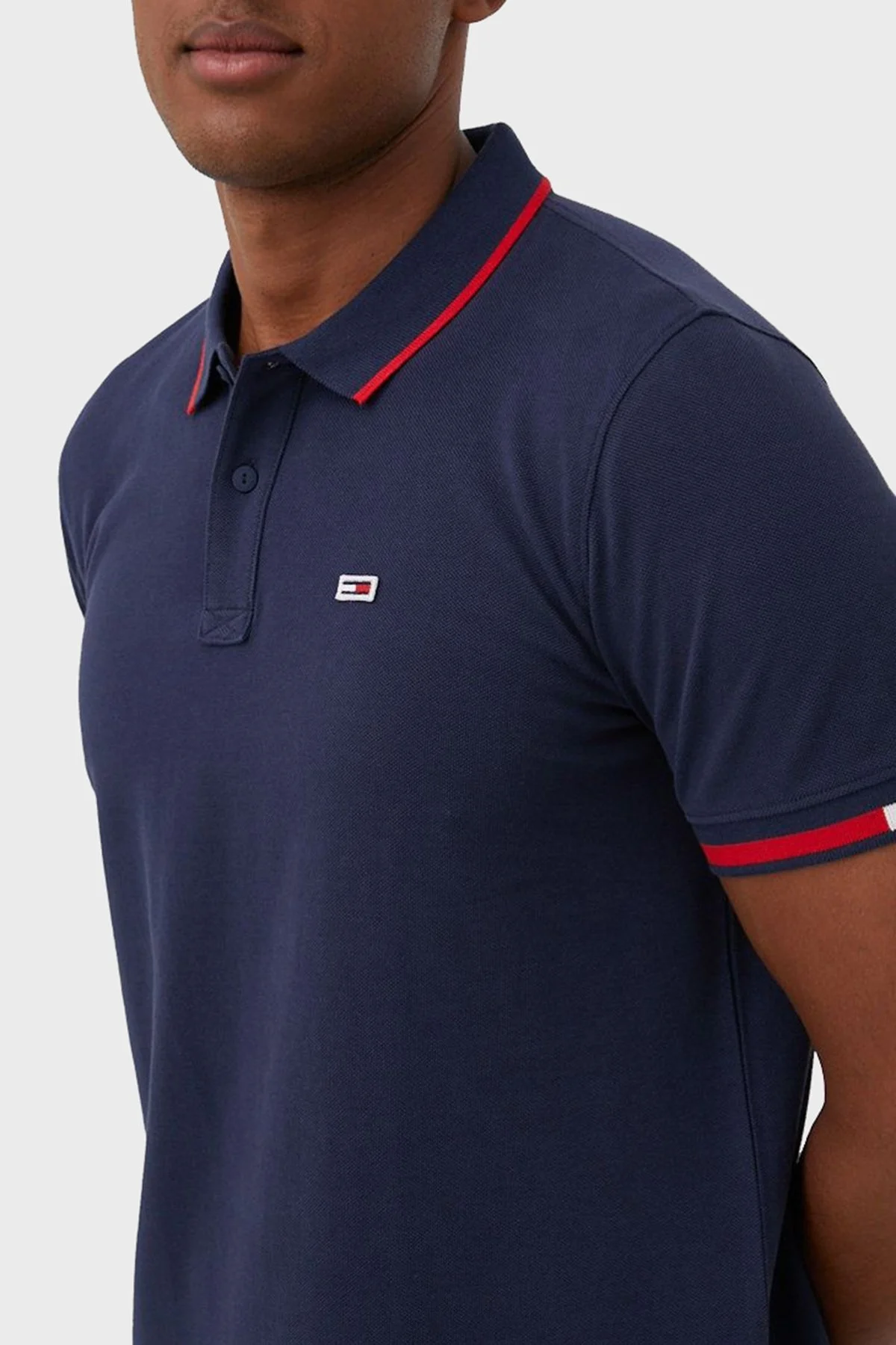 Tommy Jeans % 100 Organik Pamuk Regular Fit Düğmeli Erkek Polo T Shirt DM0DM12963 C87 LACİVERT - 2