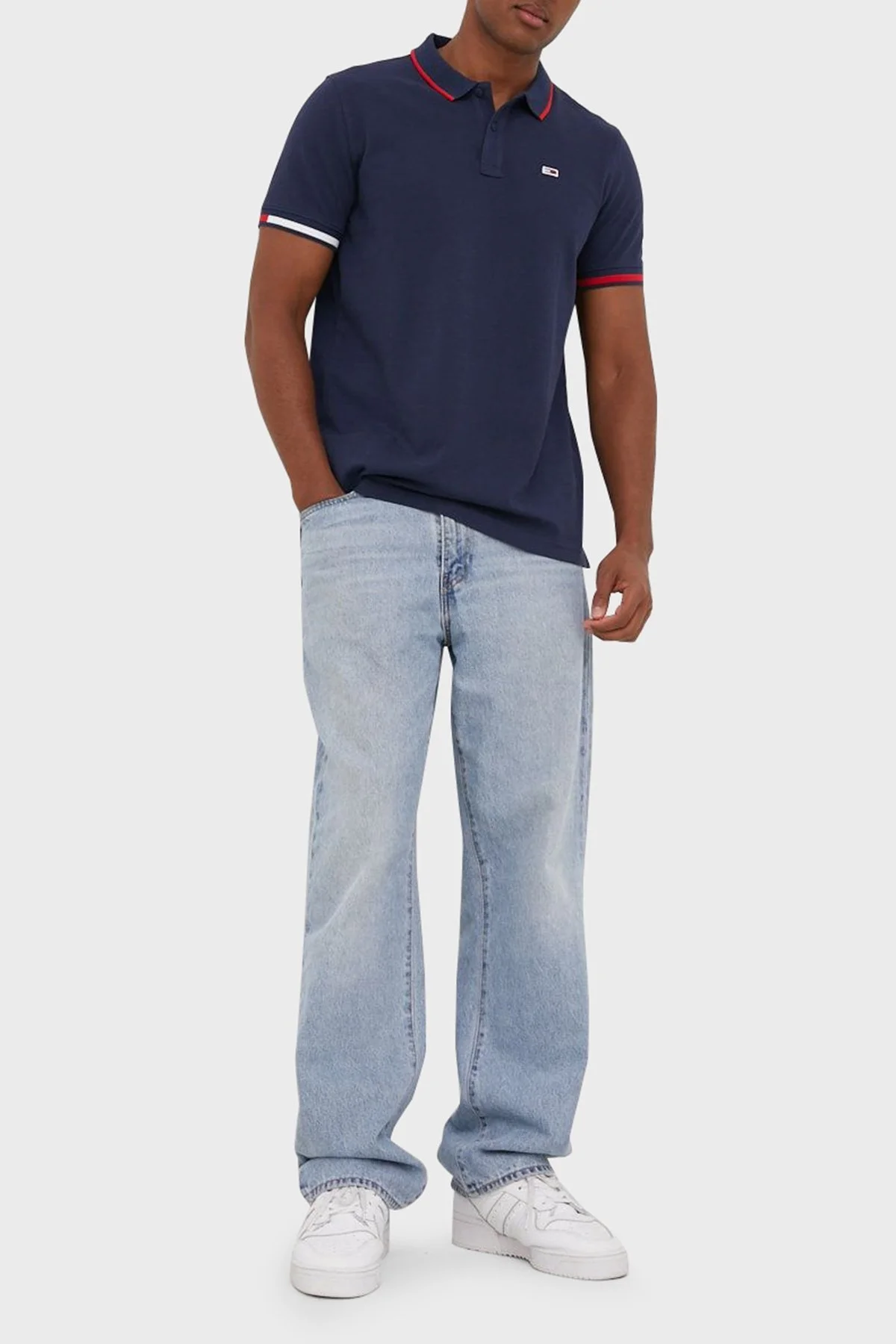 Tommy Jeans % 100 Organik Pamuk Regular Fit Düğmeli Erkek Polo T Shirt DM0DM12963 C87 LACİVERT - 3