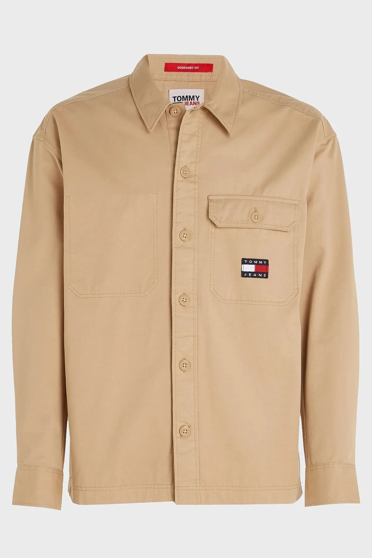 Tommy Jeans % 100 Pamuk Cepli Oversize Erkek Gömlek DM0DM17256 AB0 BEJ - 4