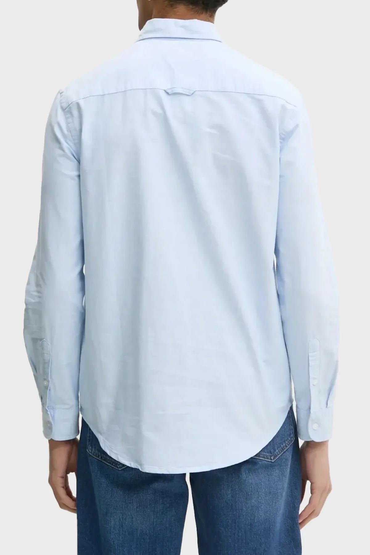 Tommy Jeans % 100 Pamuk Düğmeli Yaka Regular Fit Erkek Gömlek DM0DM20667 C12 AÇIK MAVİ - 7