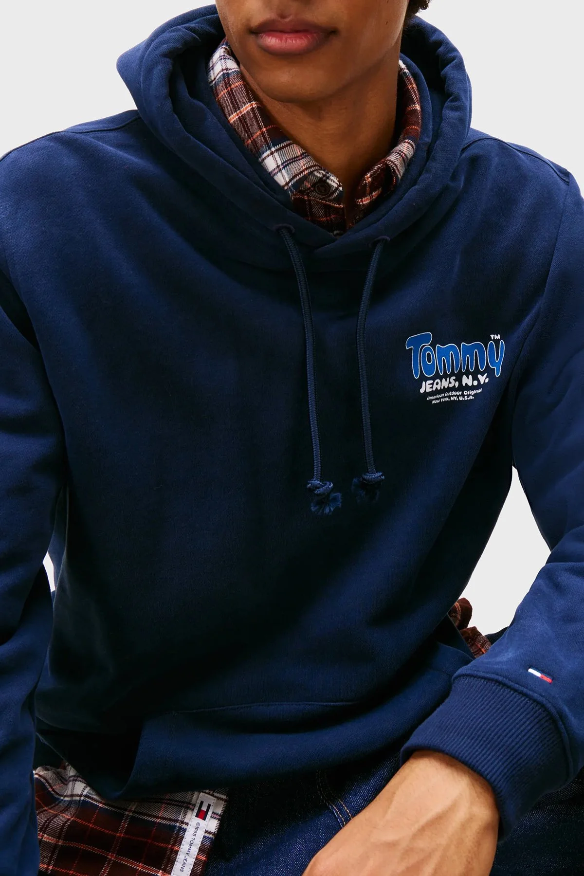 Tommy Jeans % 100 Pamuk Logolu Regular Fit Kapüşonlu Erkek Sweat DM0DM22086 C1G LACİVERT - 4