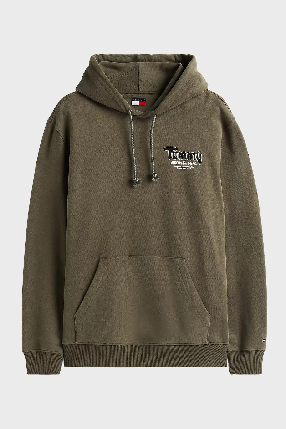 Tommy Jeans % 100 Pamuk Logolu Regular Fit Kapüşonlu Erkek Sweat DM0DM22086 MRH KOYU YEŞİL - 5