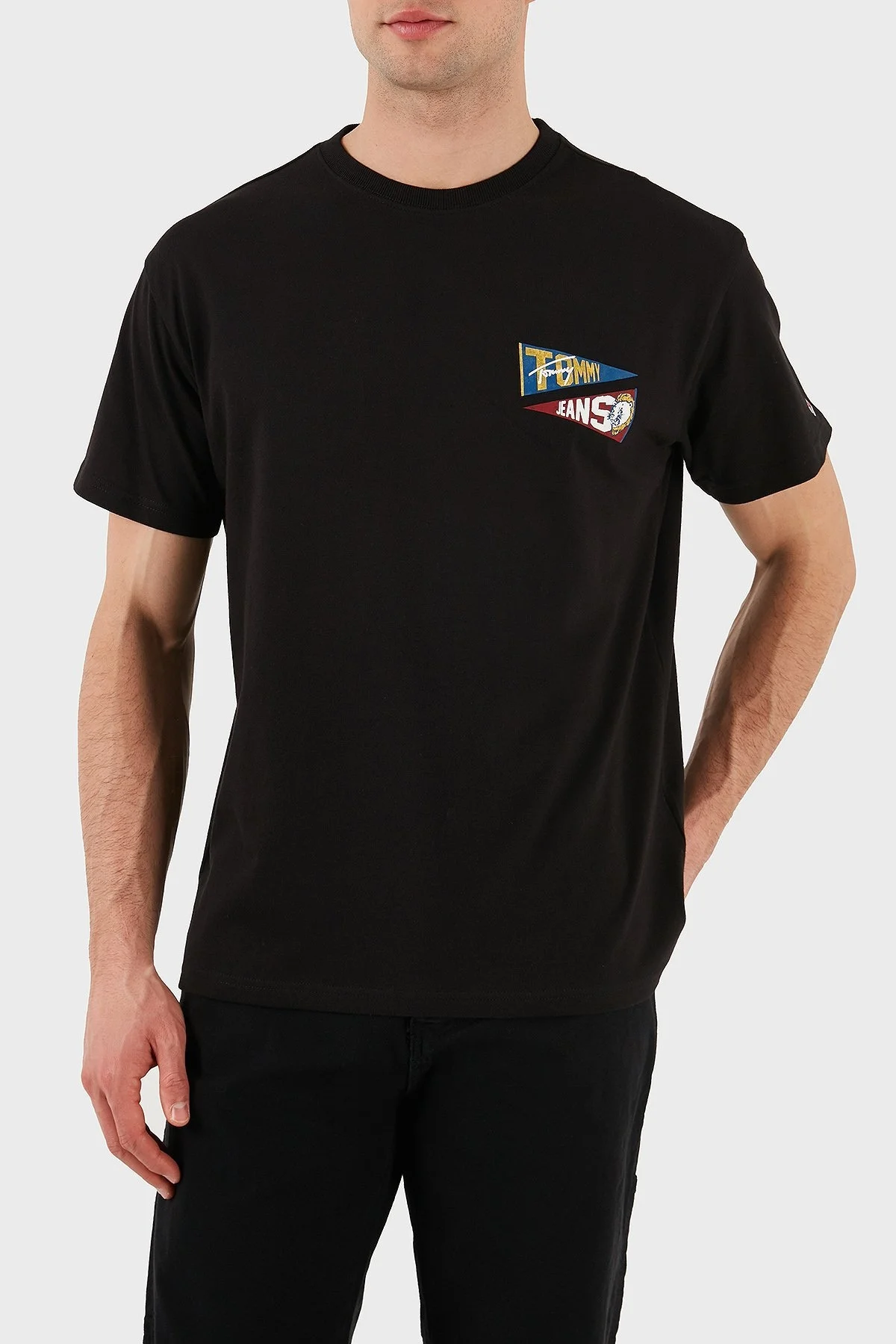 Tommy Jeans % 100 Pamuk Loose Fit Sırt Baskılı Erkek T Shirt DM0DM20350 BDS SİYAH - 1