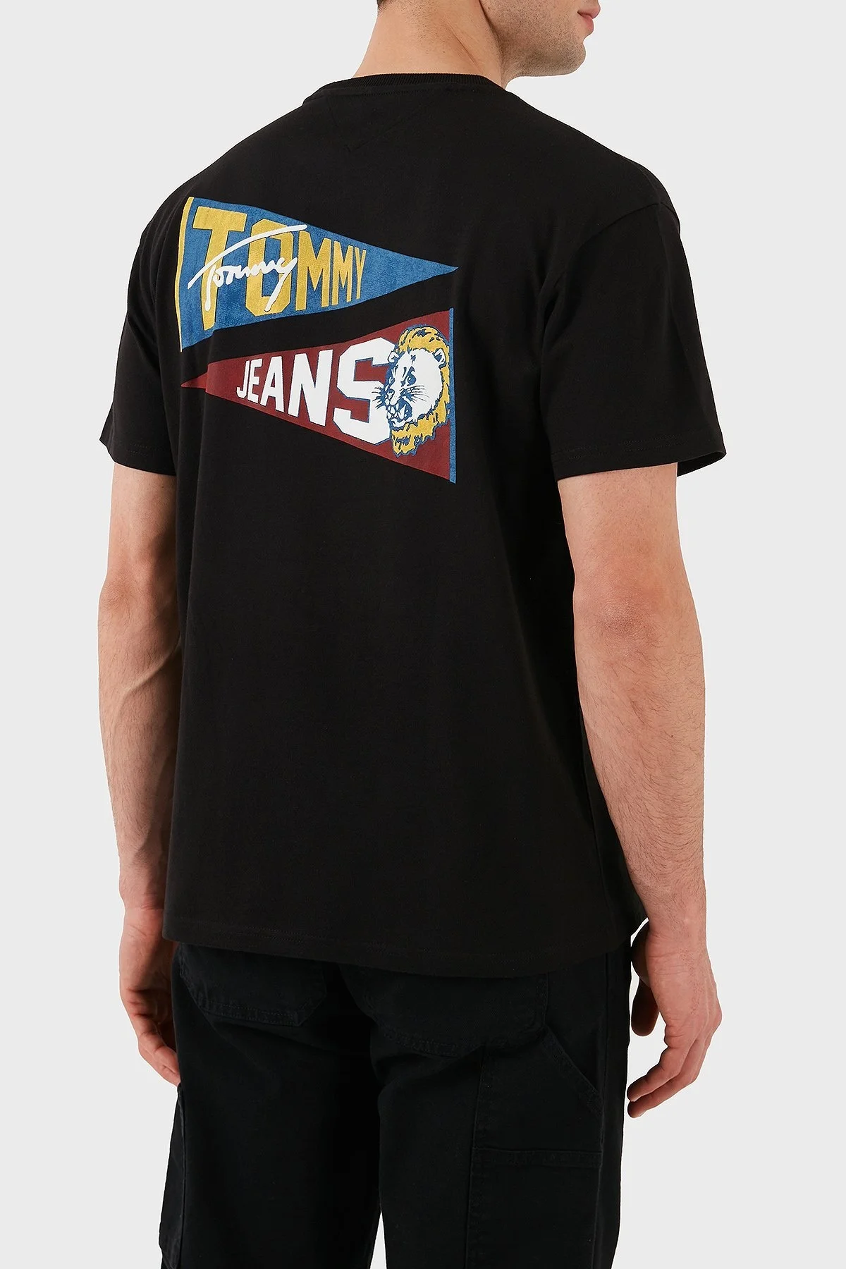 Tommy Jeans % 100 Pamuk Loose Fit Sırt Baskılı Erkek T Shirt DM0DM20350 BDS SİYAH - 3