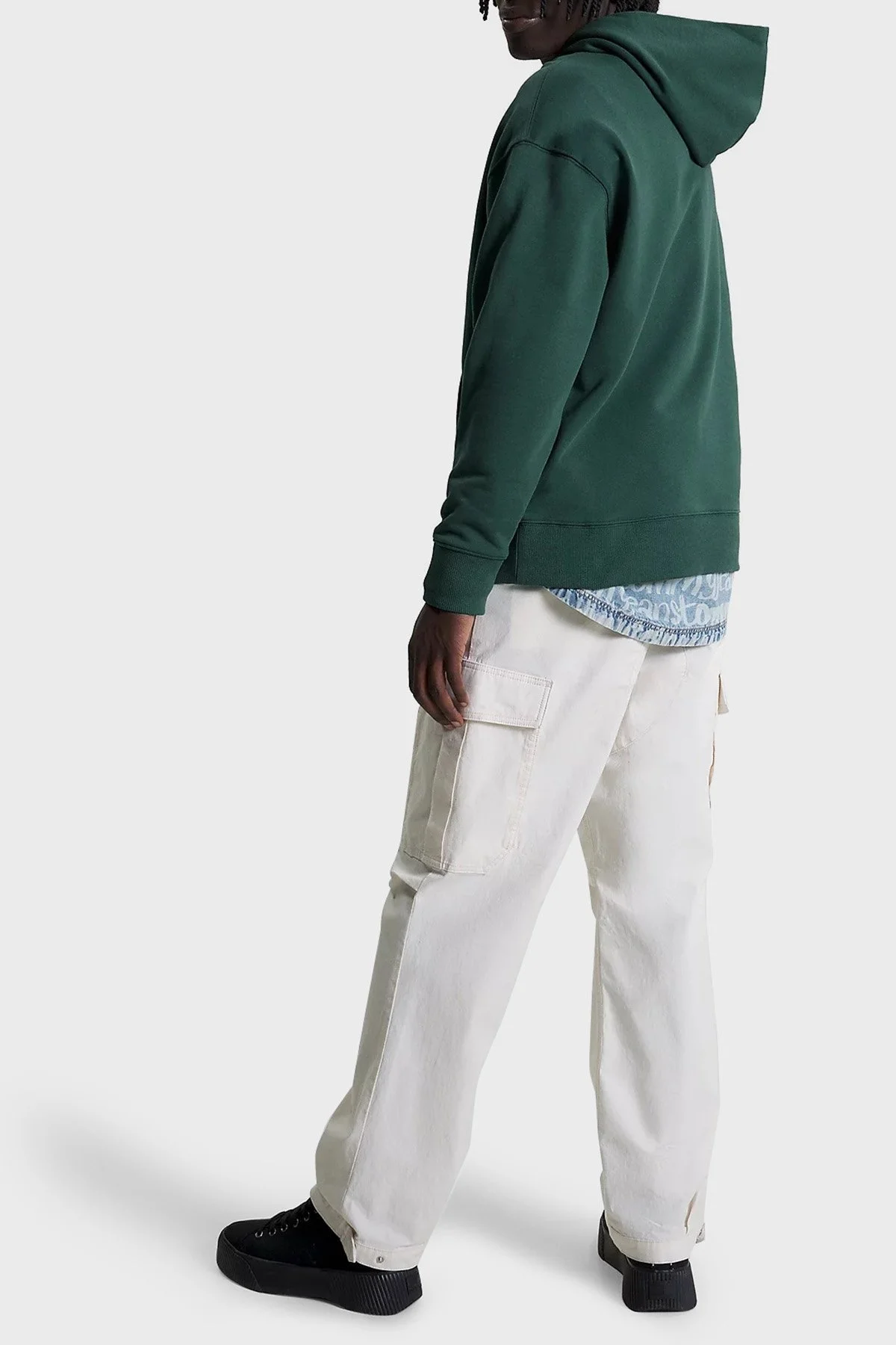 Tommy Jeans % 100 Pamuk Rahat Kesim Kapüşonlu Erkek Sweat DM0DM16369 L2M YEŞİL - 3