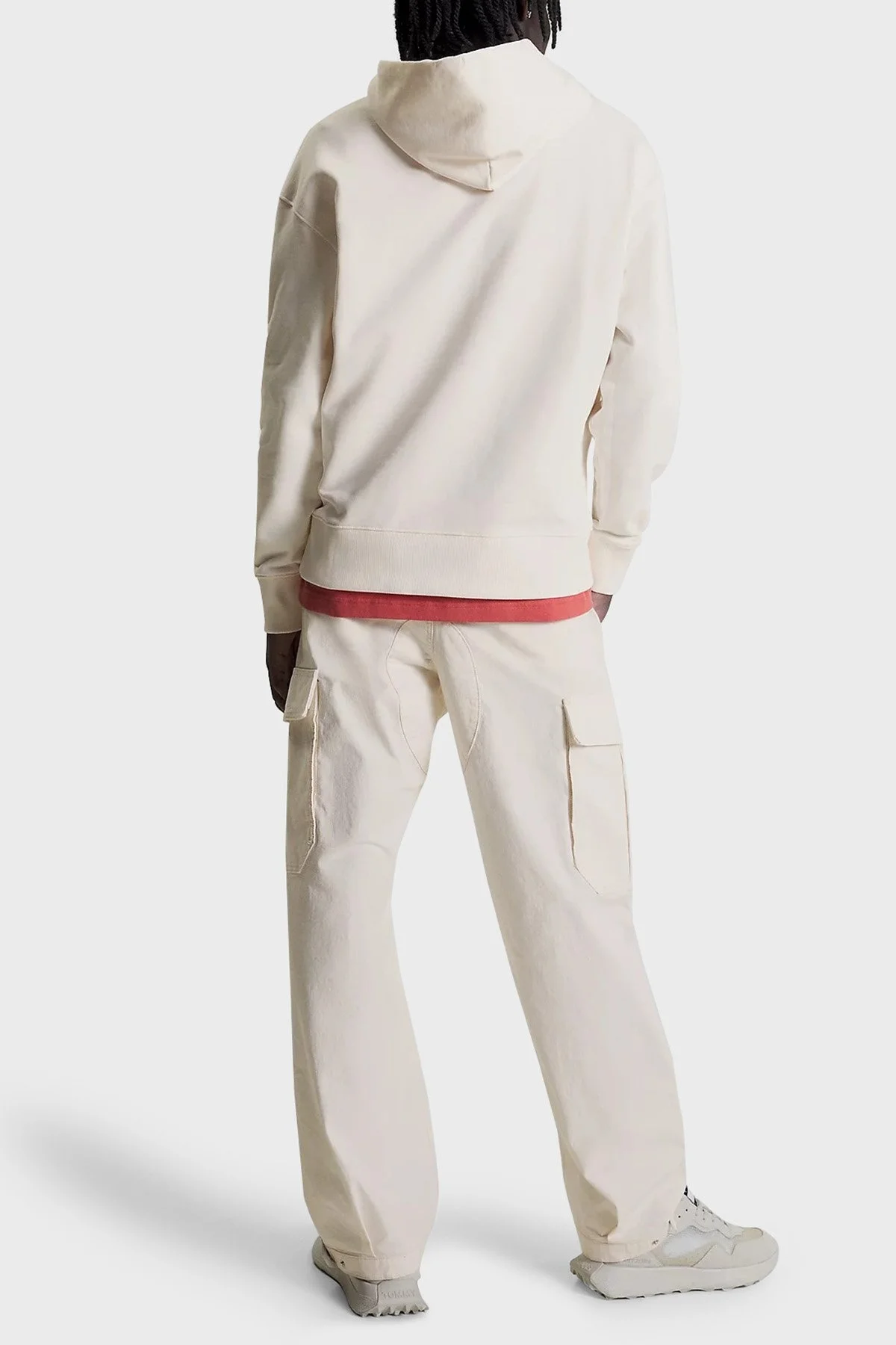 Tommy Jeans % 100 Pamuk Rahat Kesim Kapüşonlu Erkek Sweat DM0DM16369 YBH BEYAZ - 3