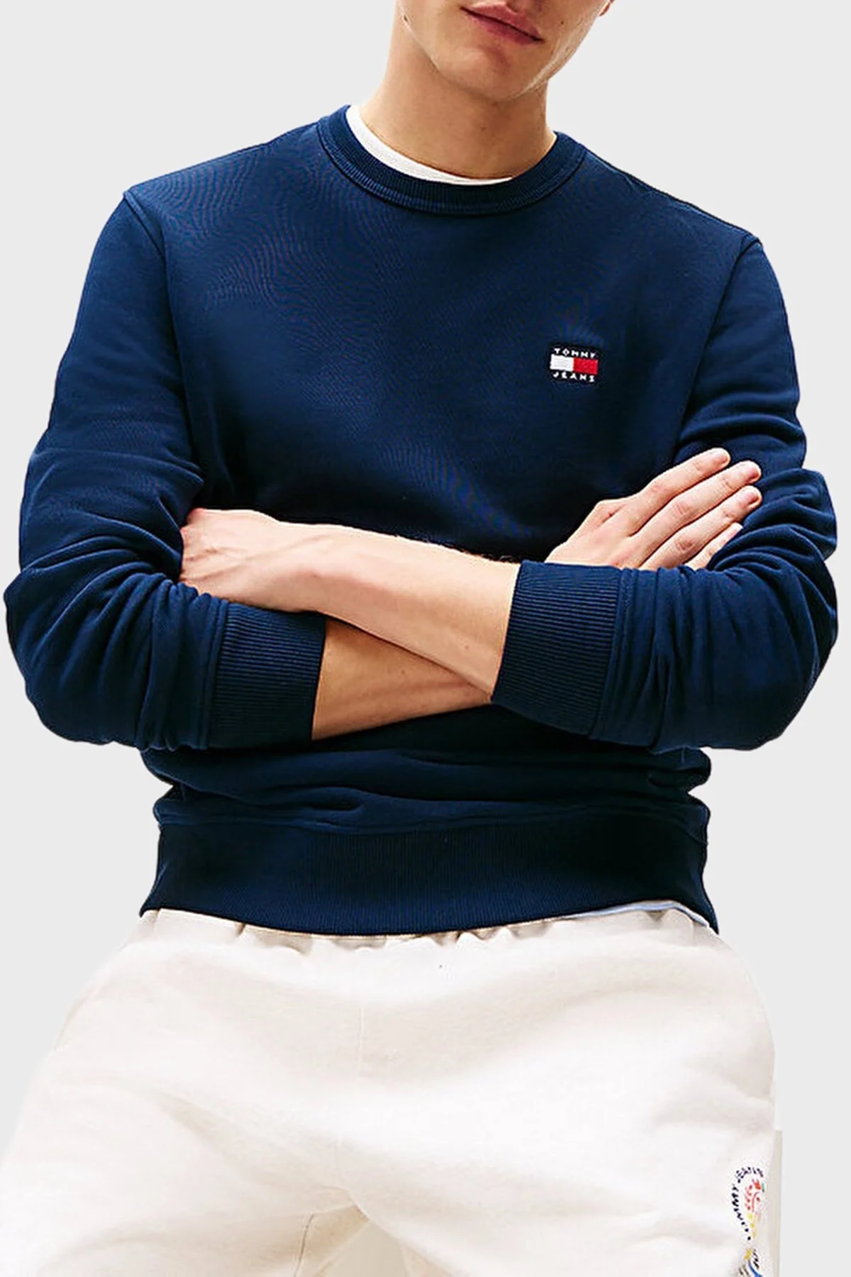 Tommy Jeans % 100 Pamuk Regular Fit Bisiklet Yaka Erkek Sweat DM0DM20660 C1G LACİVERT - 2